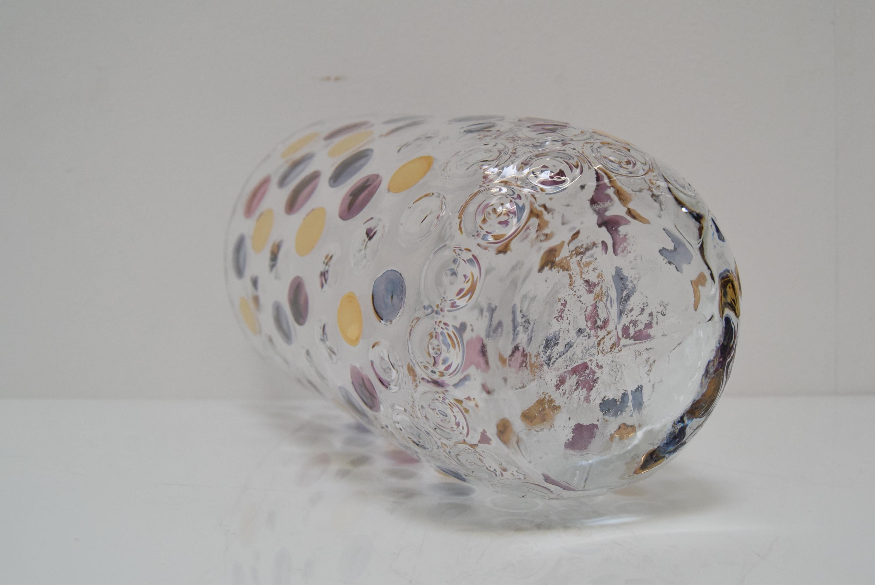 Vintage Glass Vase, by Glasswork Novy Bor, 1950s 2