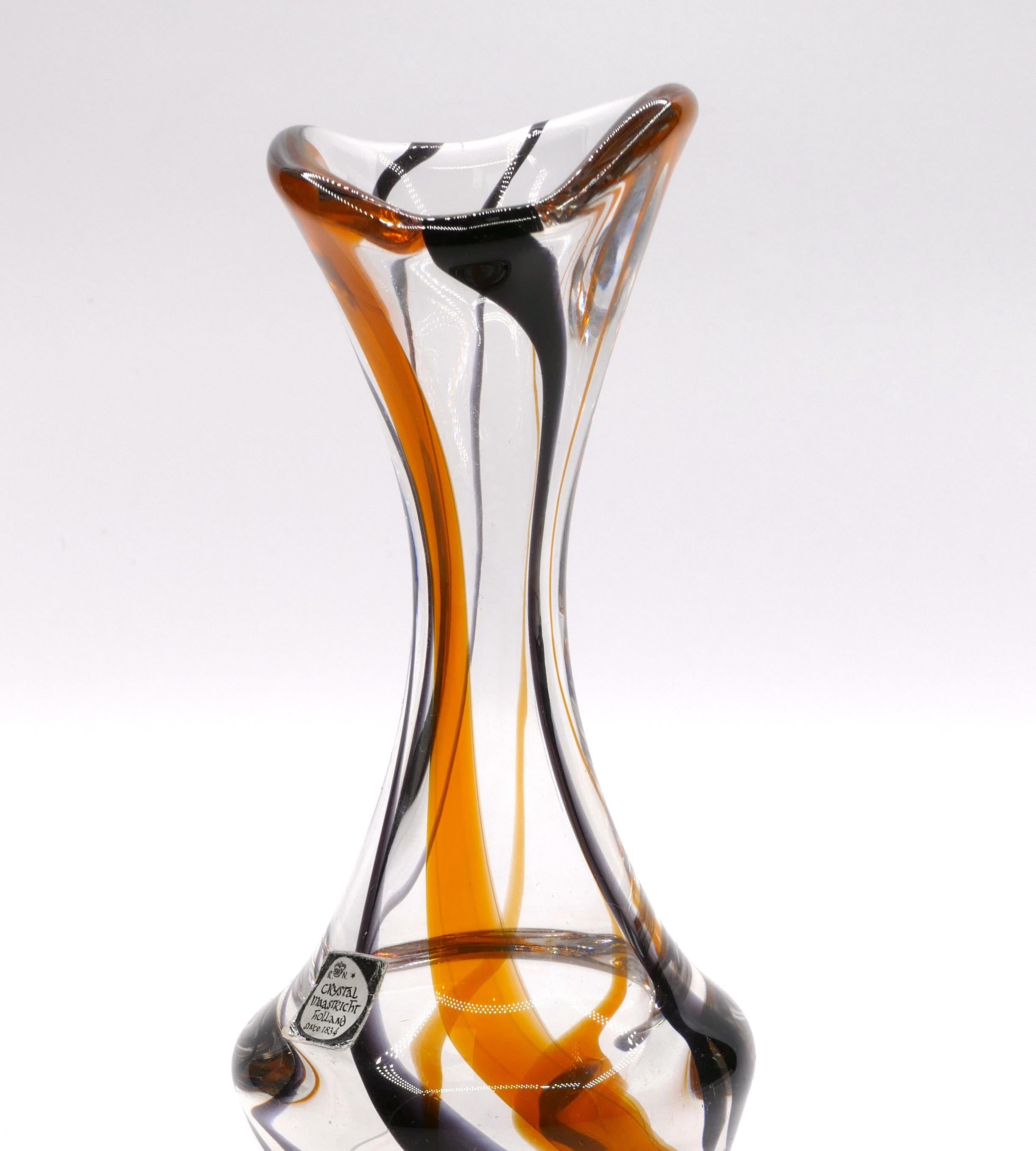 Dutch Vintage Glass Vase by Max Verboeket, 1955