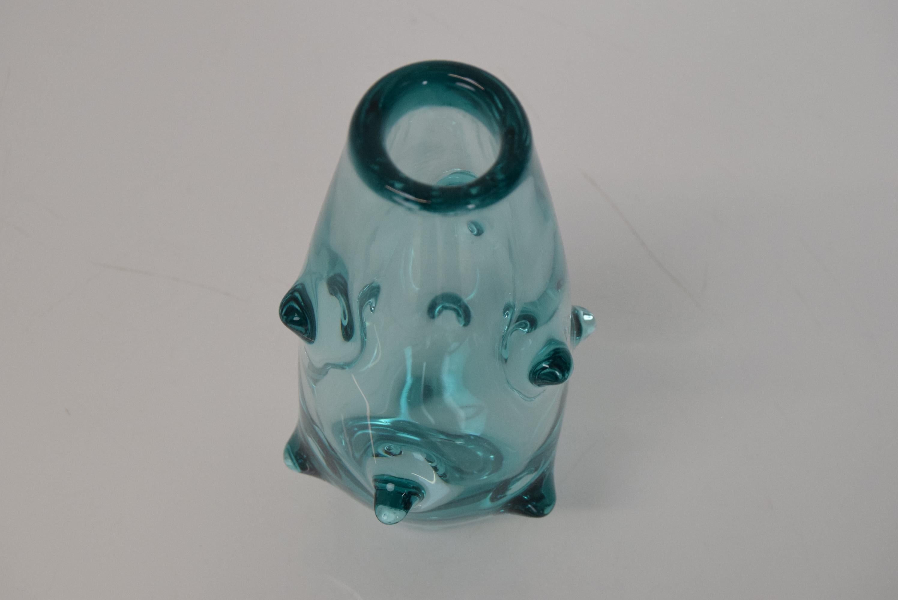 Mid-20th Century Vintage Glass Vase by Miroslav Klinger for Zelezny Brod Glasswork, 1960s For Sale