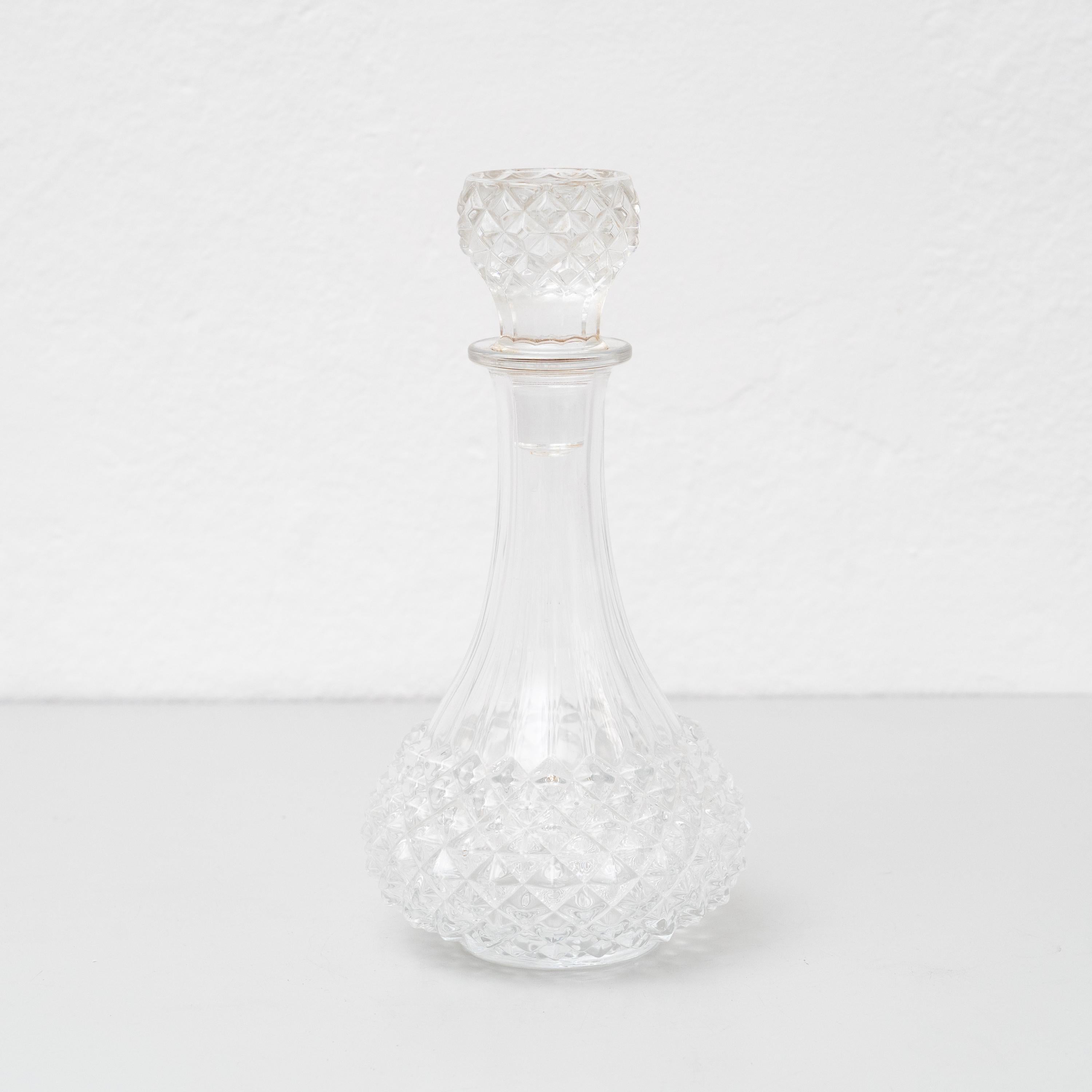 Rustic  Vintage Glass Vase with Diamond Capped Style, Circa 1930  For Sale