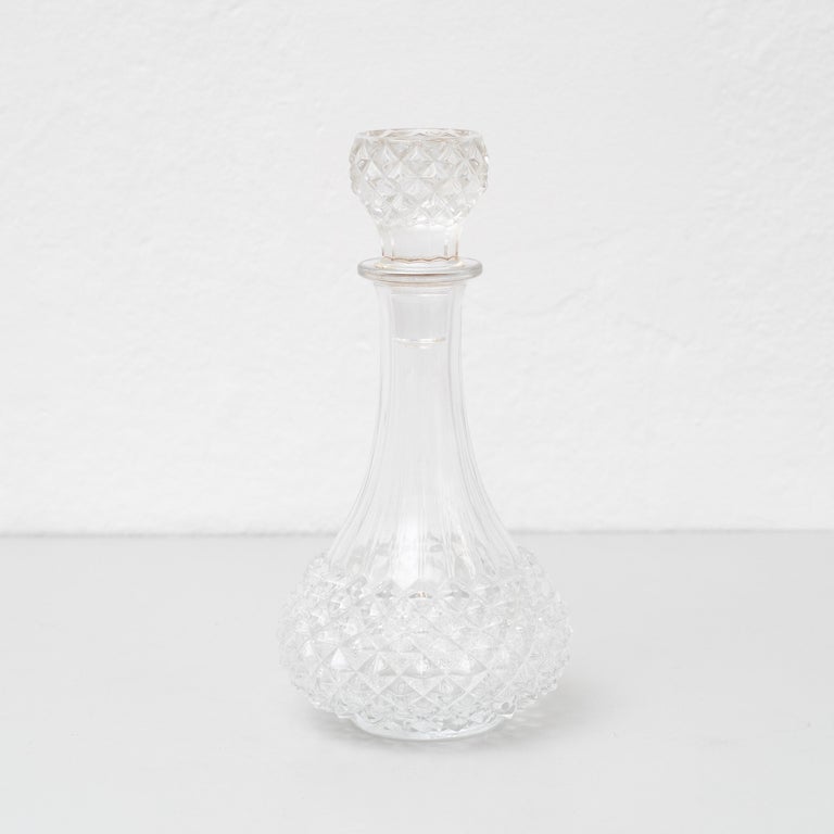Vintage Glass Vase with Diamond Capped Style, Circa 1930 For Sale at
