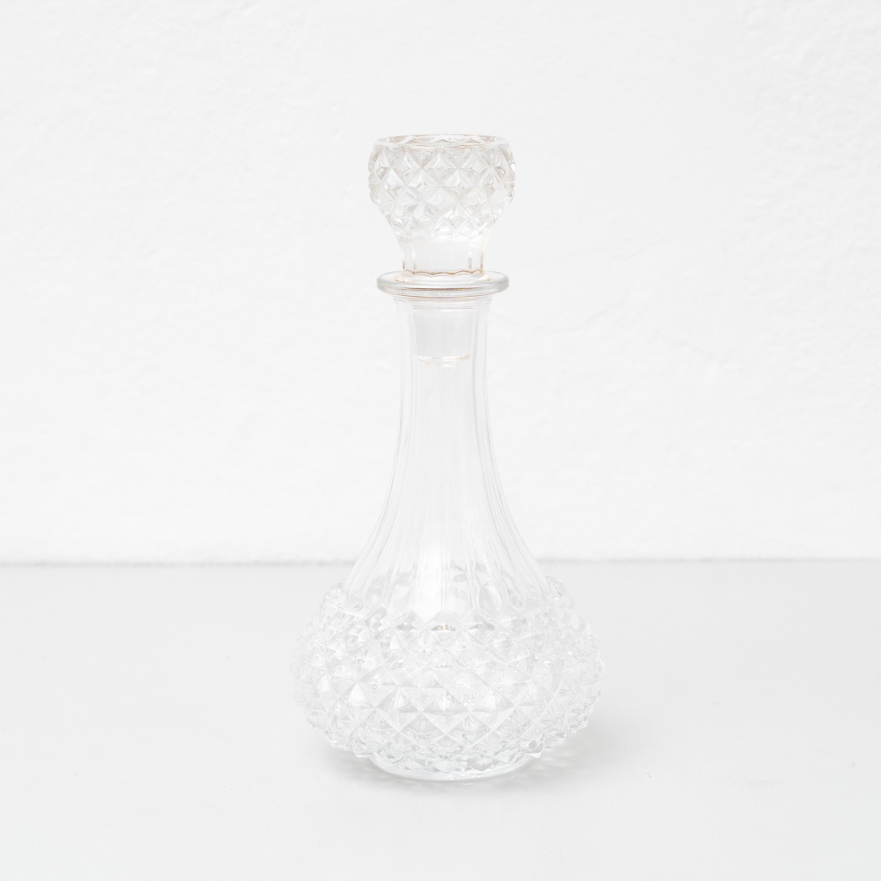 Spanish  Vintage Glass Vase with Diamond Capped Style, Circa 1930  For Sale