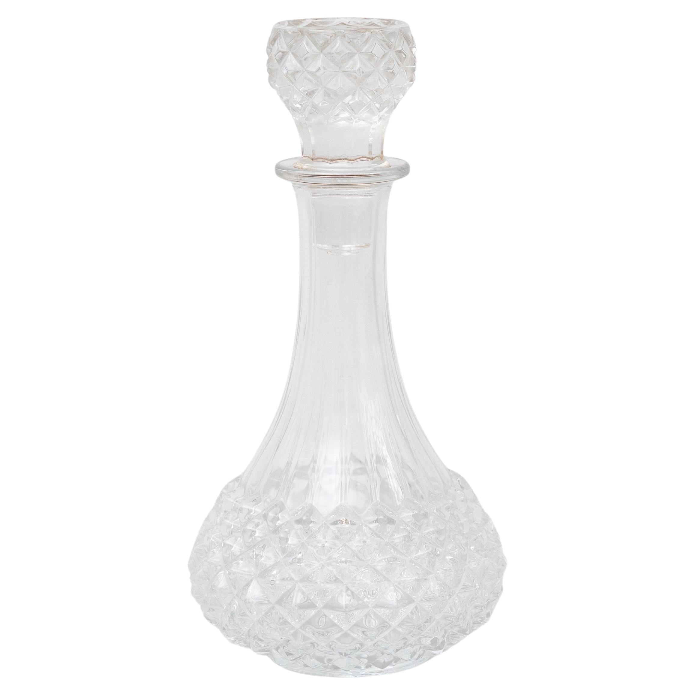  Vintage Glass Vase with Diamond Capped Style, Circa 1930 