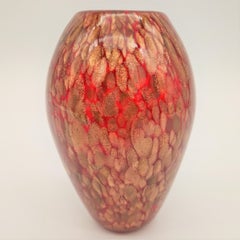 Vintage Glass Vase With Gold Glitter by Murano Italy. 1950 - 1959