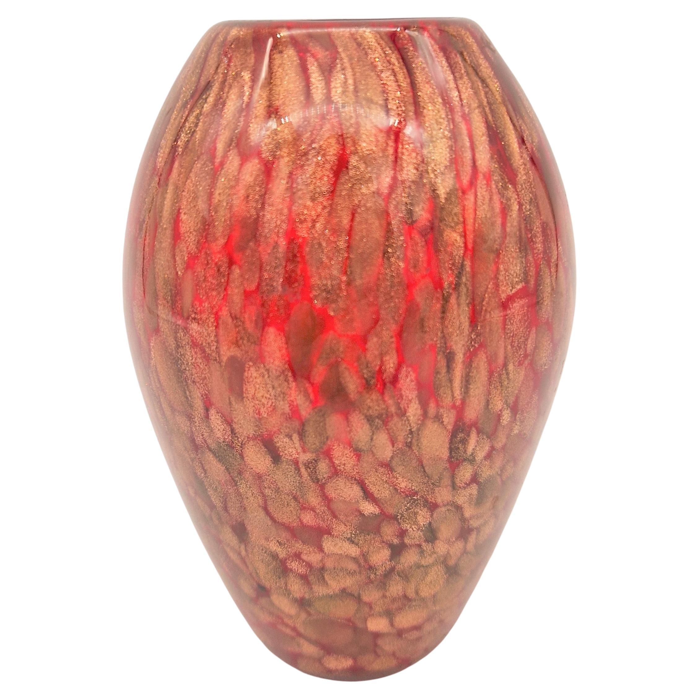 Vintage Glass Vase With Gold Glitter by Murano Italy. 1950 - 1959 For Sale