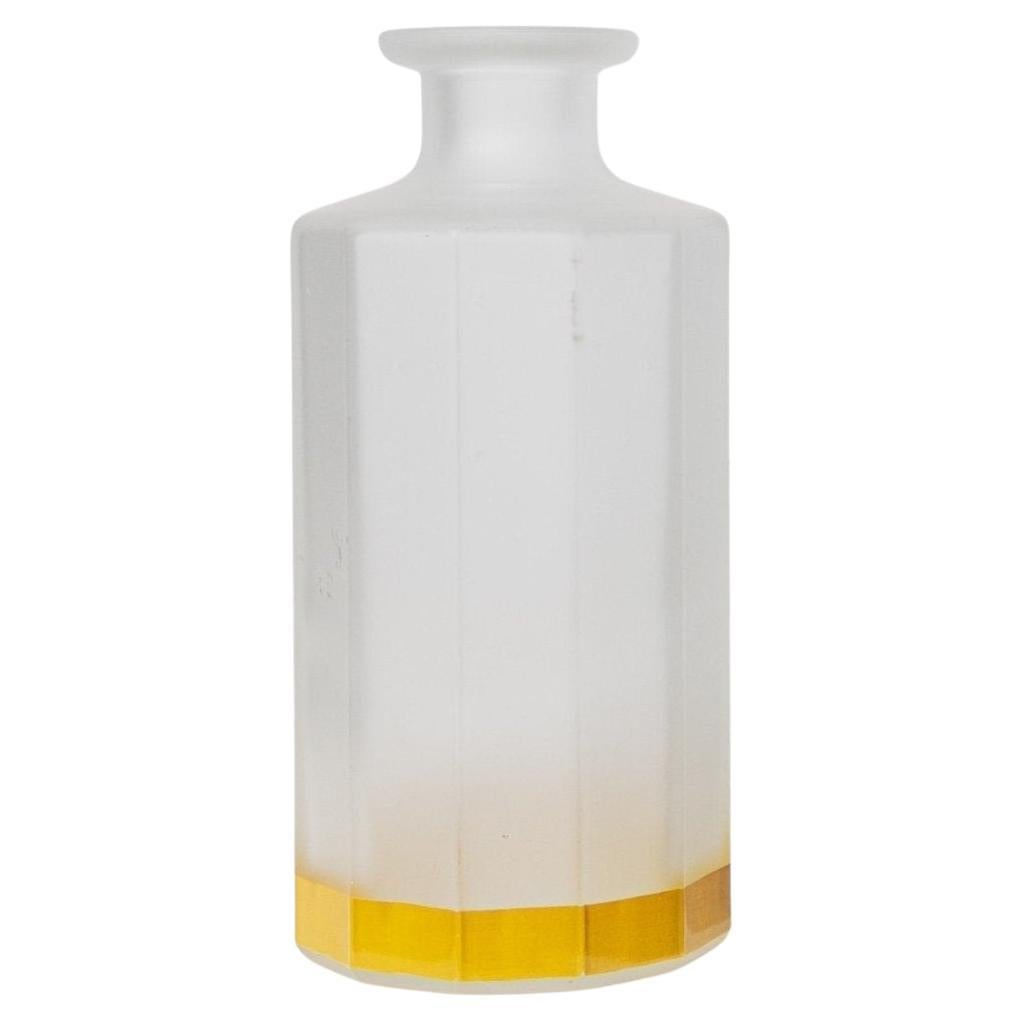 Vintage Glass Vase with Yellow Rim Bormioli Mid Century Design Italy, 1980s