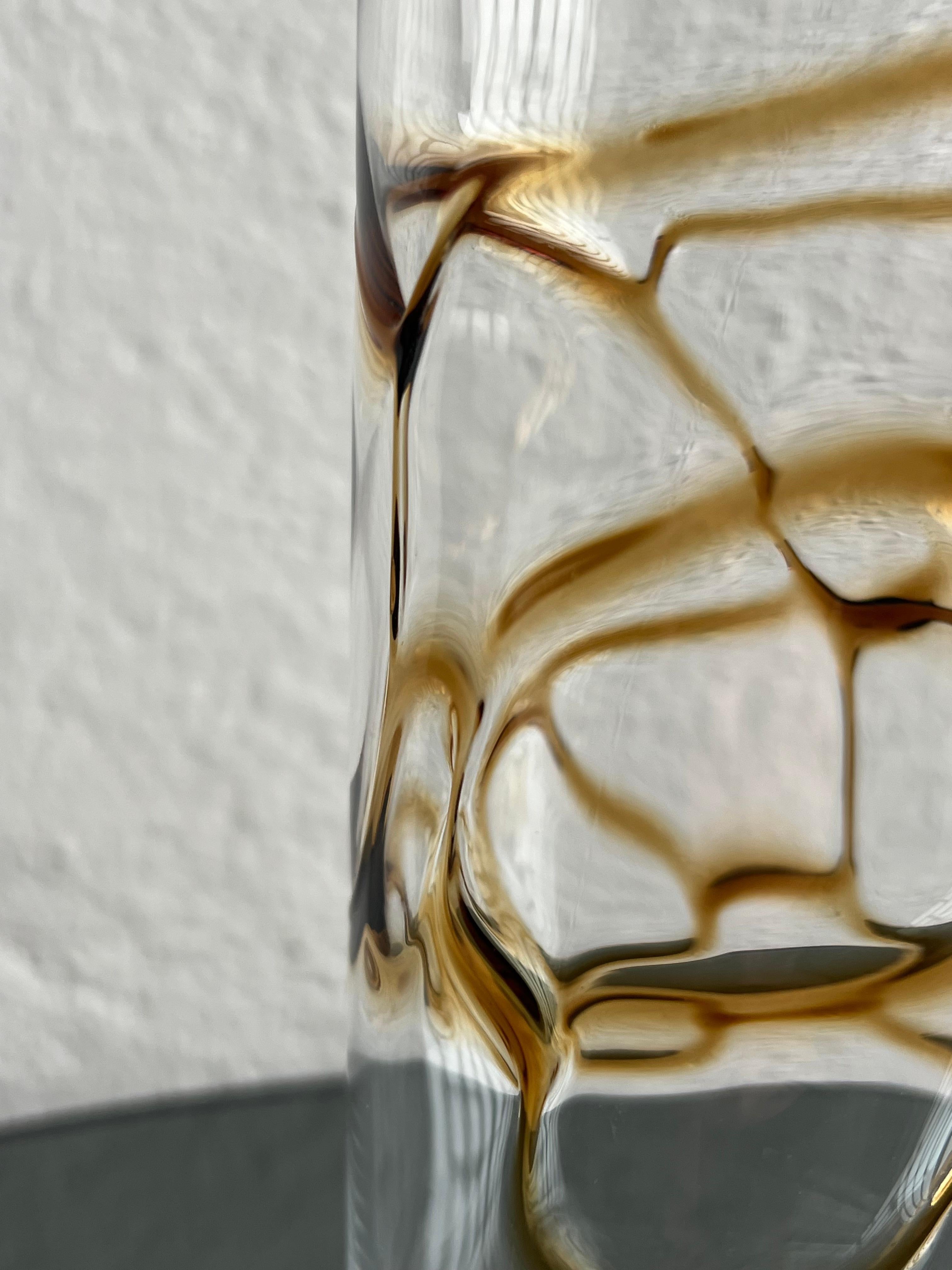 Vintage Glasvase, gelb und braun Filigran, Couchtisch Dekorativ im Angebot 5