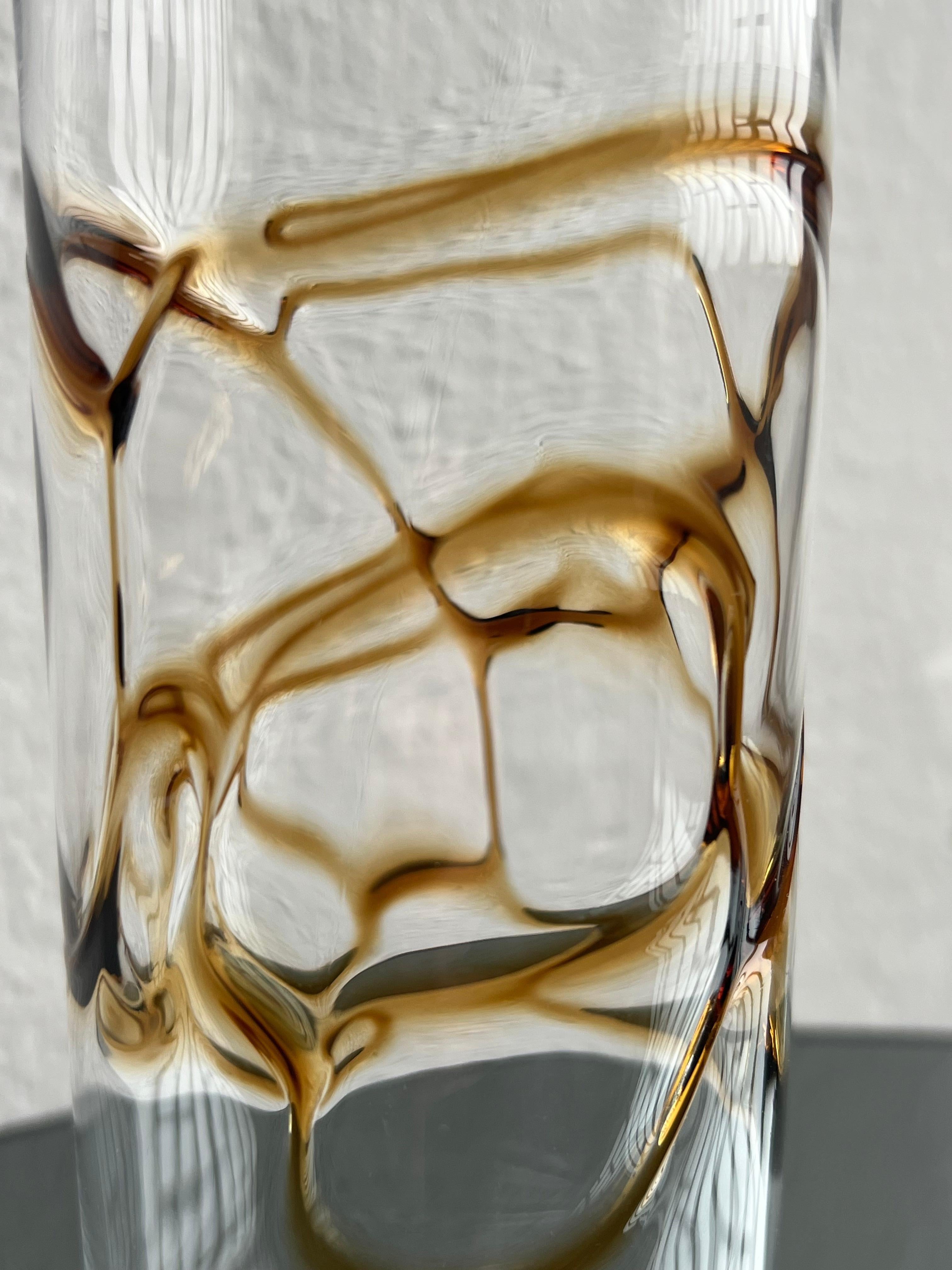 Vintage Glasvase, gelb und braun Filigran, Couchtisch Dekorativ im Angebot 6