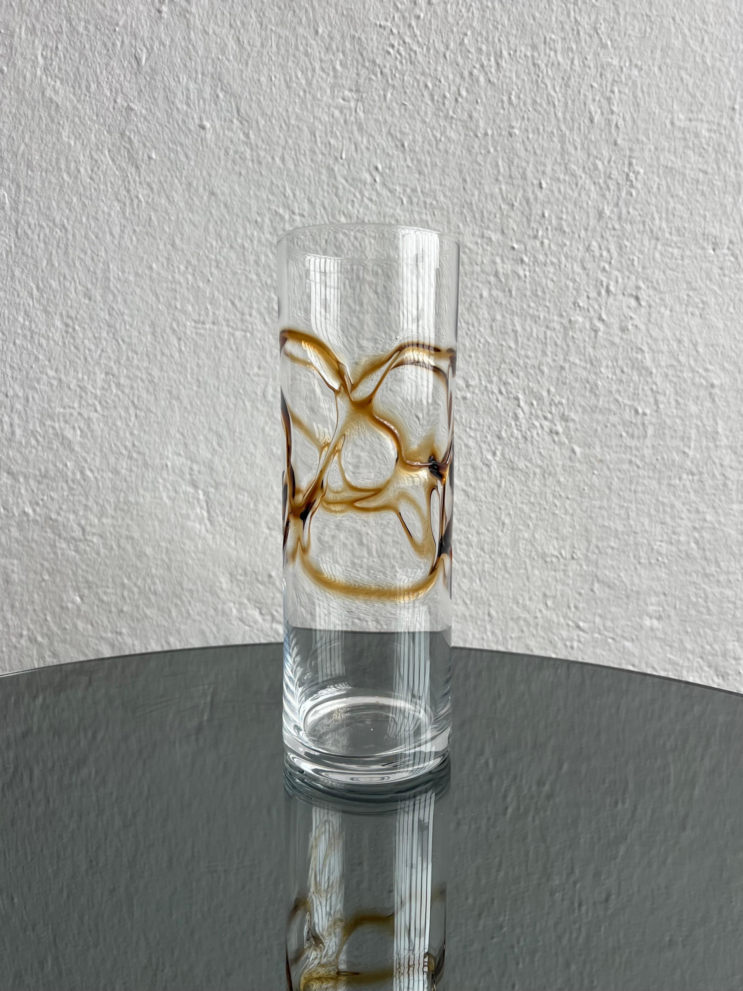 Vintage Glasvase, gelb und braun Filigran, Couchtisch Dekorativ im Angebot 2