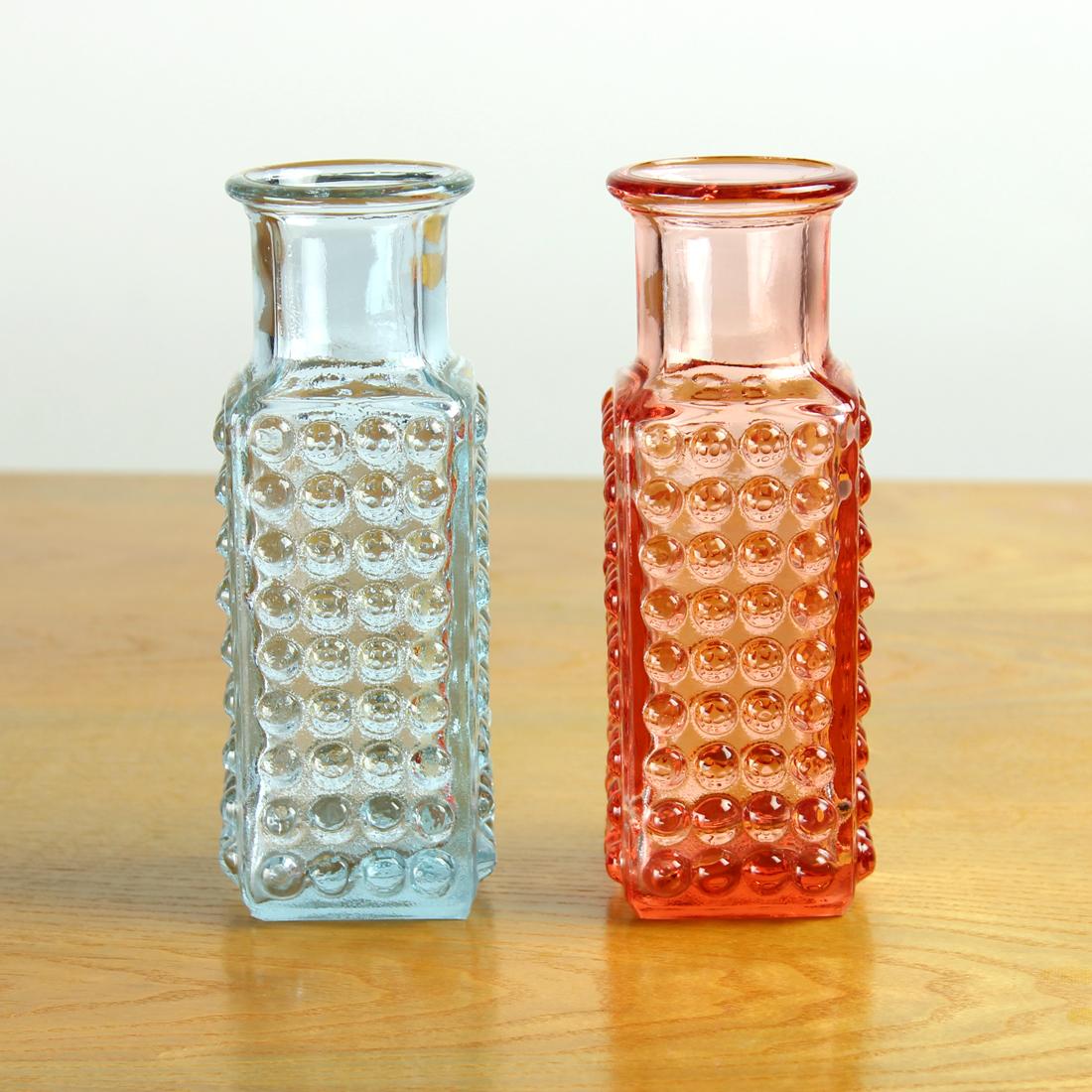 Mid-Century Modern Vintage Glass Vases By Vaclav Hanuš, Czechoslovakia 1978, Set Of 2 For Sale