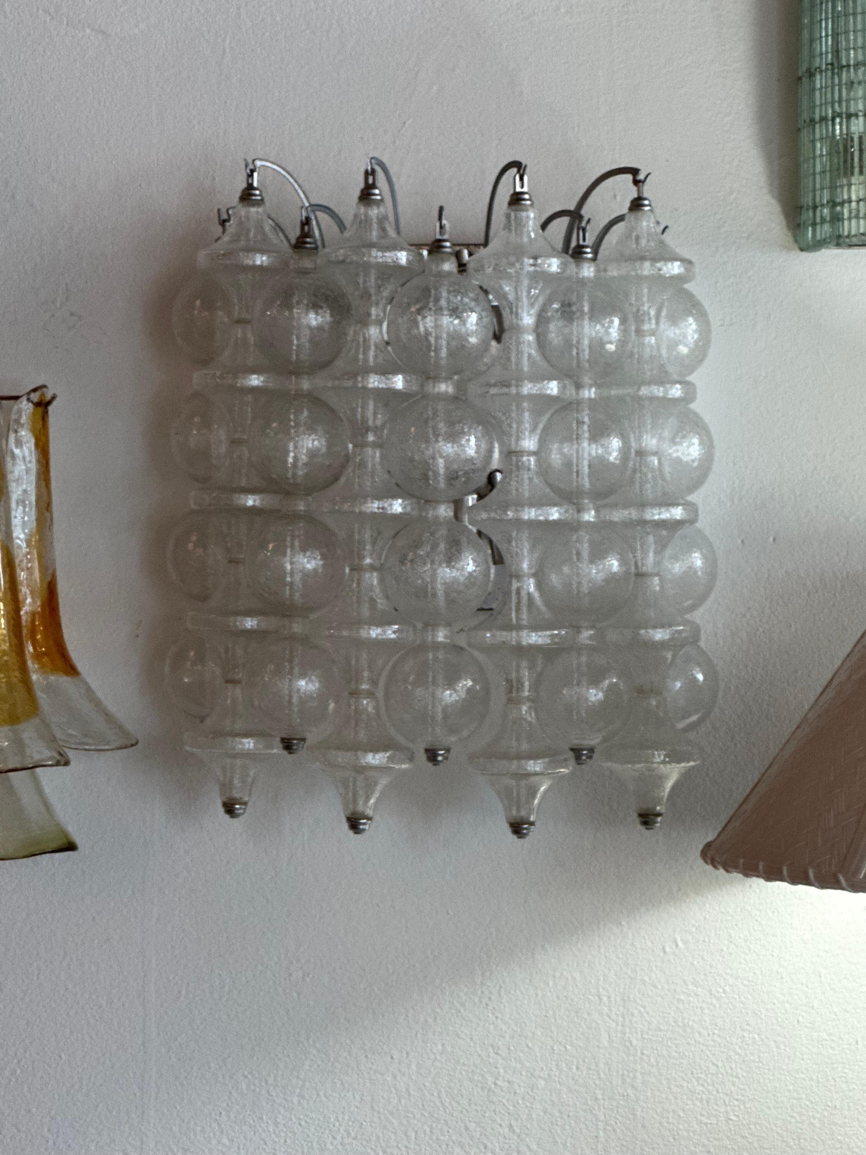 Vintage Glass Wall 8 Light Sconce J. T. Kalmar Tulipan 9 Rows Bubbles Bells  For Sale 4