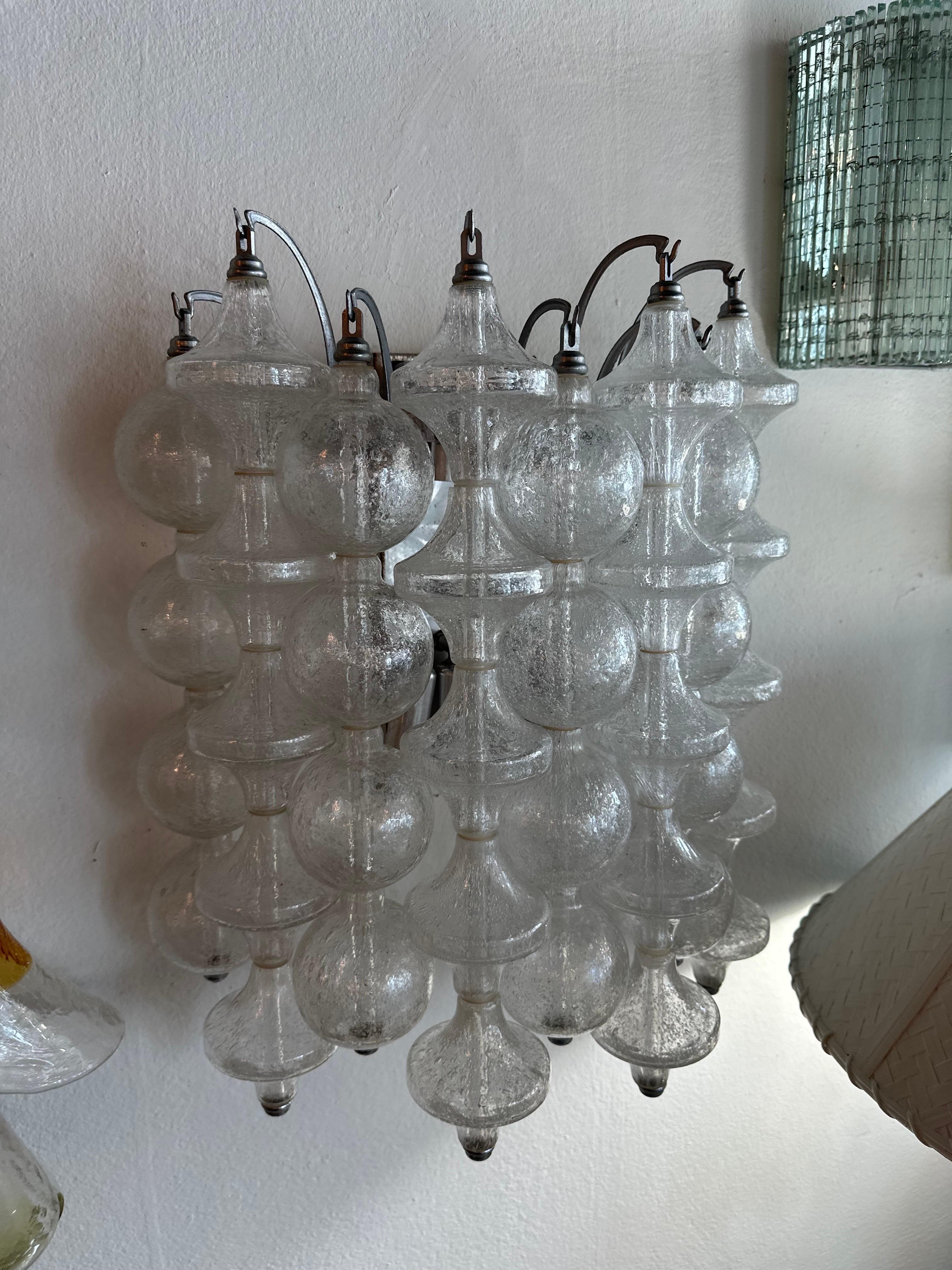 Vintage Glass Wall 8 Light Sconce J. T. Kalmar Tulipan 9 Rows Bubbles Bells  For Sale 5