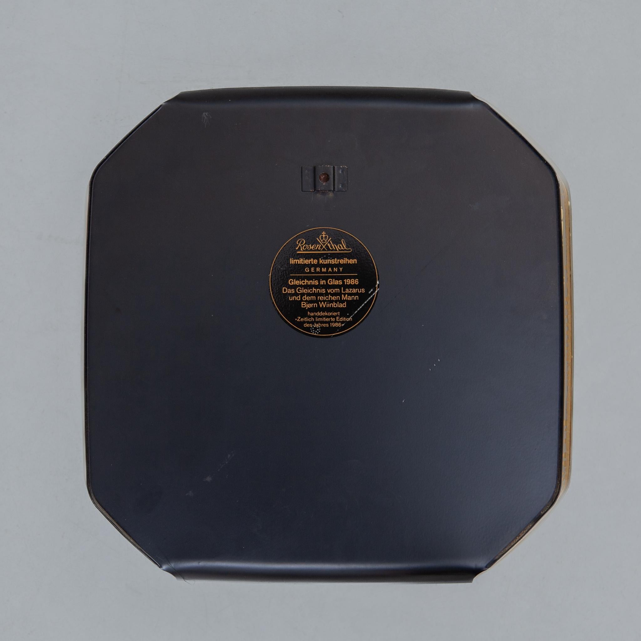 Danish Vintage Glass Wall Mounted Plate by Bjorn Winblad for Rosenthal, 1986 For Sale
