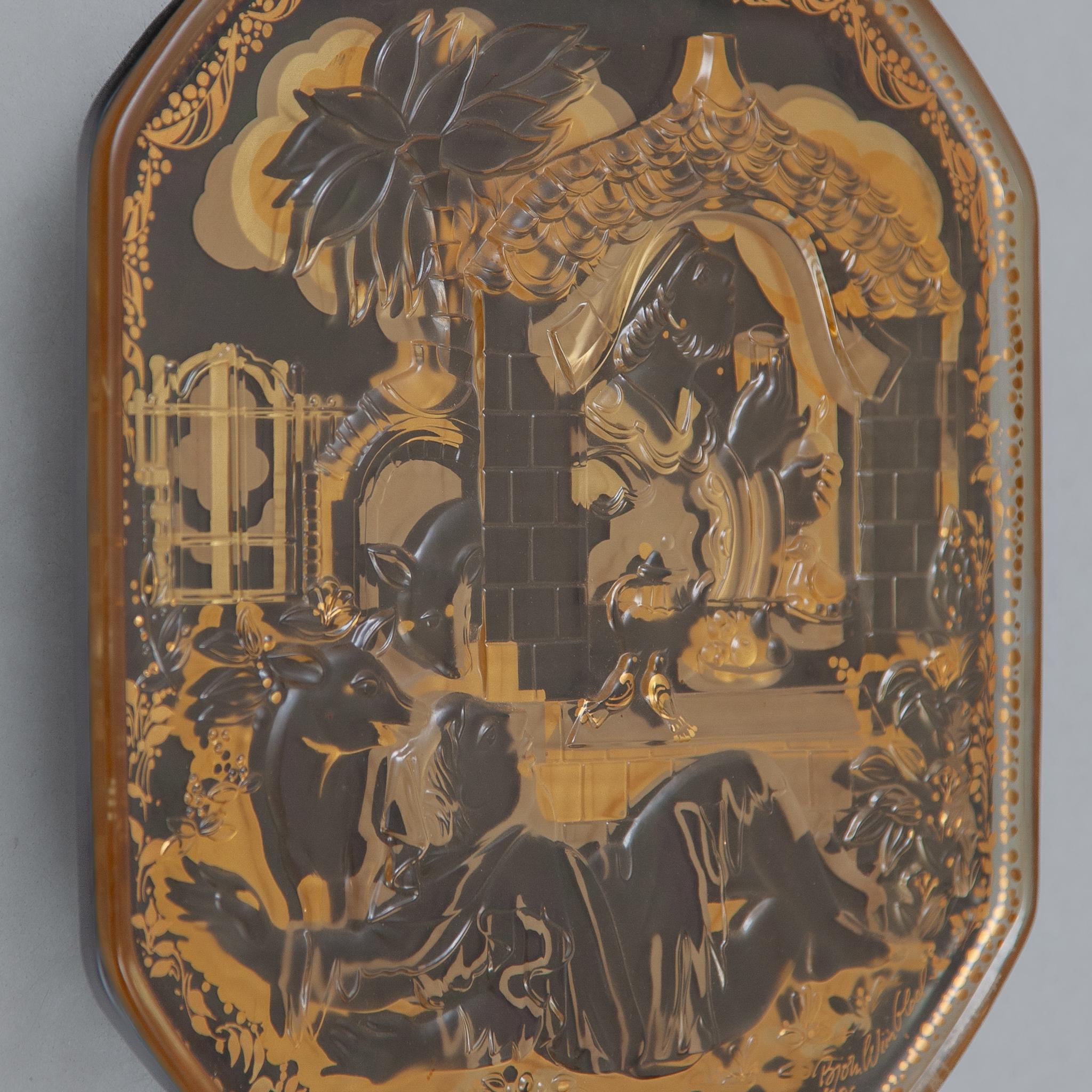 Metal Vintage Glass Wall Mounted Plate by Bjorn Winblad for Rosenthal, 1986 For Sale