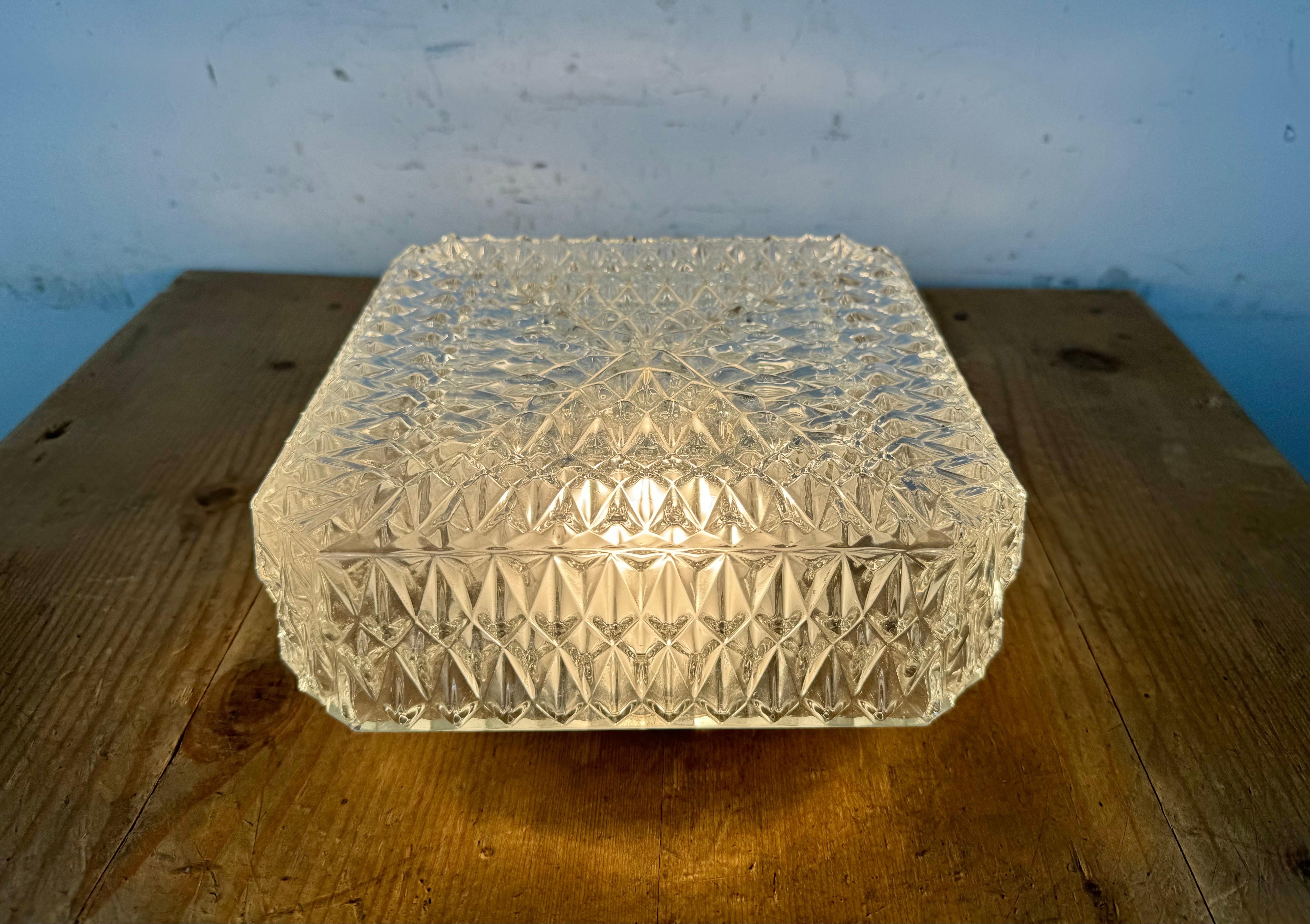 Vintage Glass Wall or Ceiling Light, 1970s For Sale 3