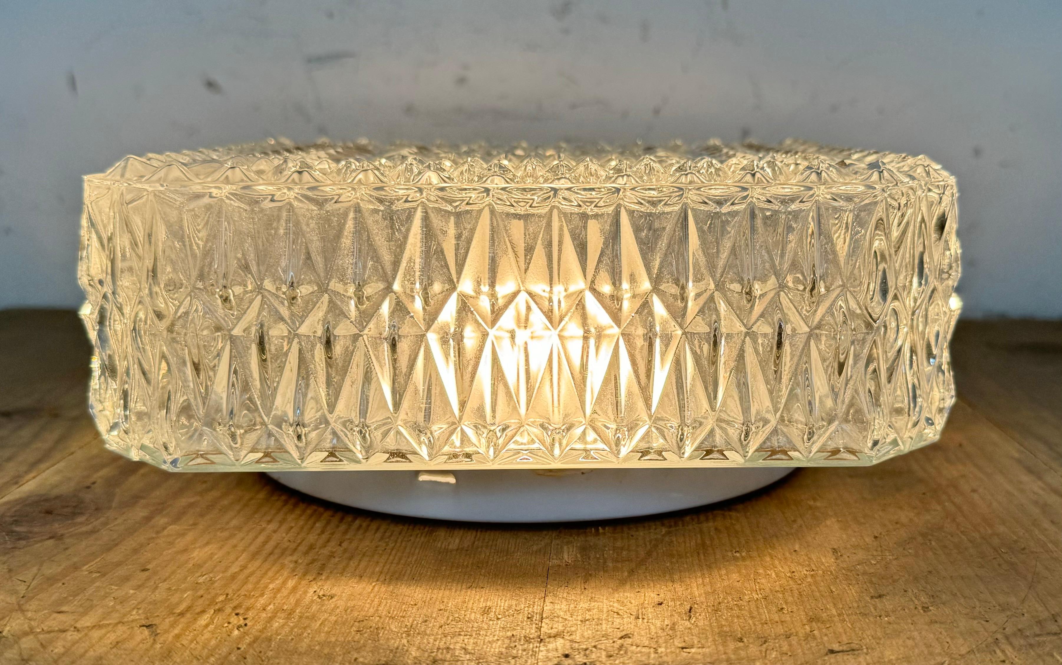 Vintage Glass Wall or Ceiling Light, 1970s For Sale 4