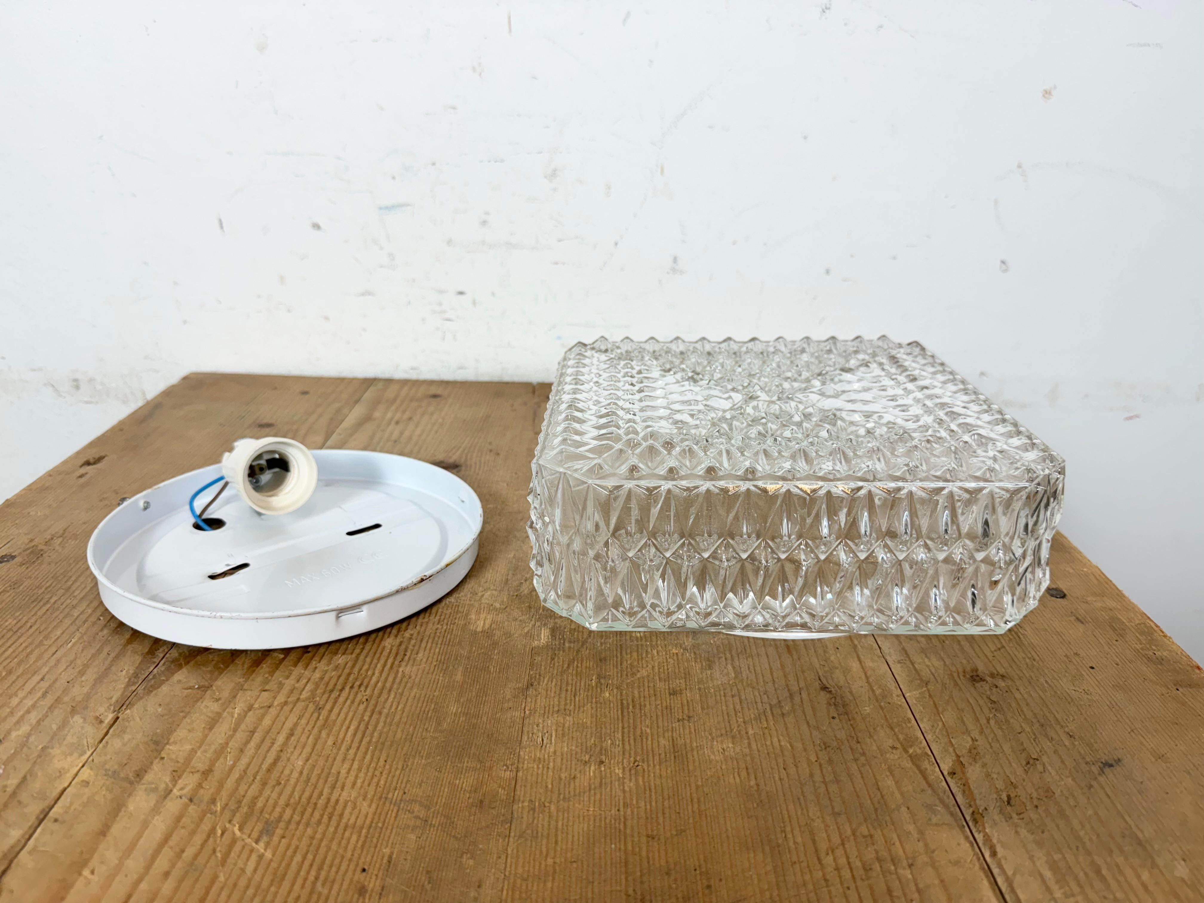 Vintage Glass Wall or Ceiling Light, 1970s For Sale 6