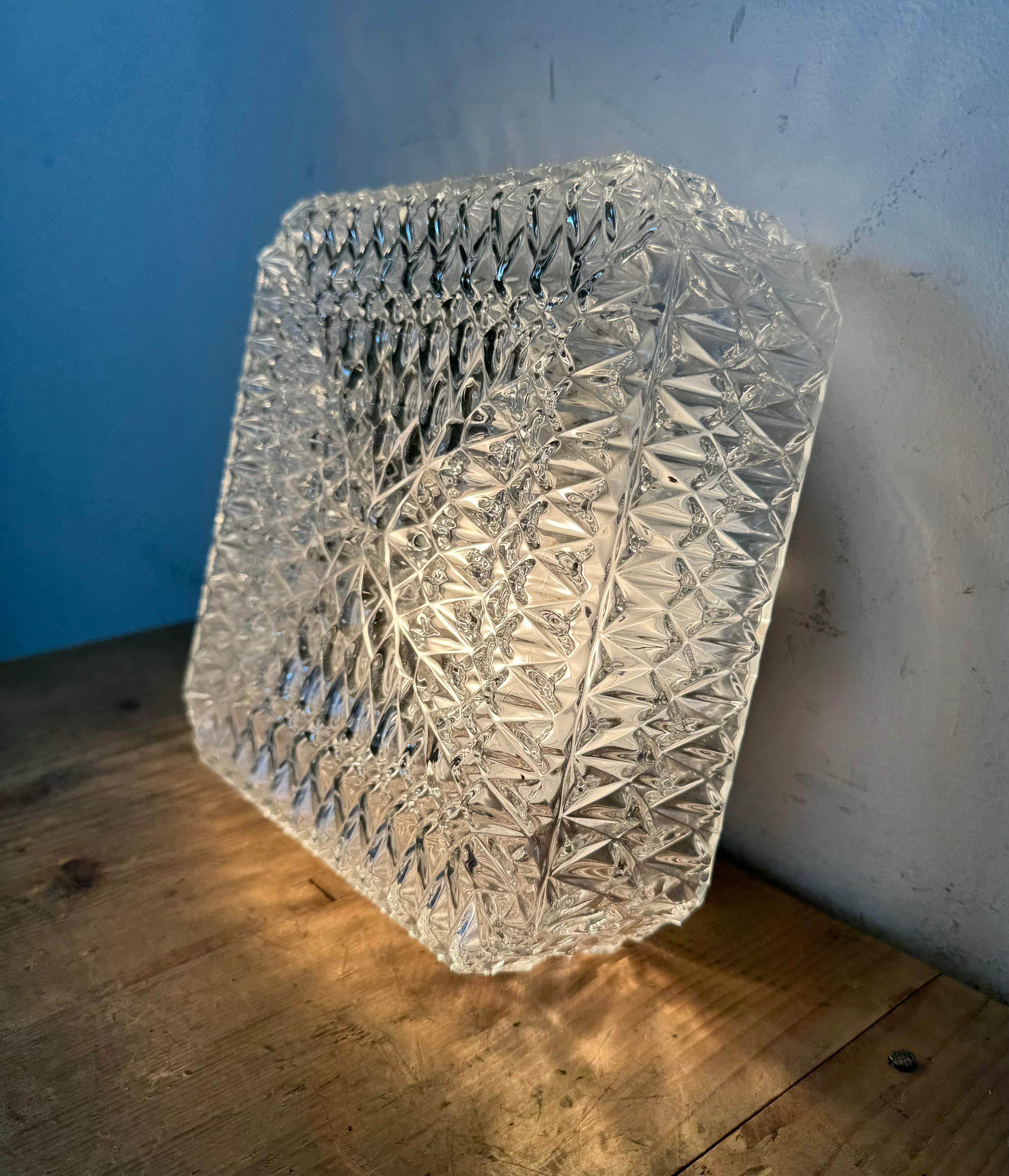 Vintage Glass Wall or Ceiling Light, 1970s For Sale 7