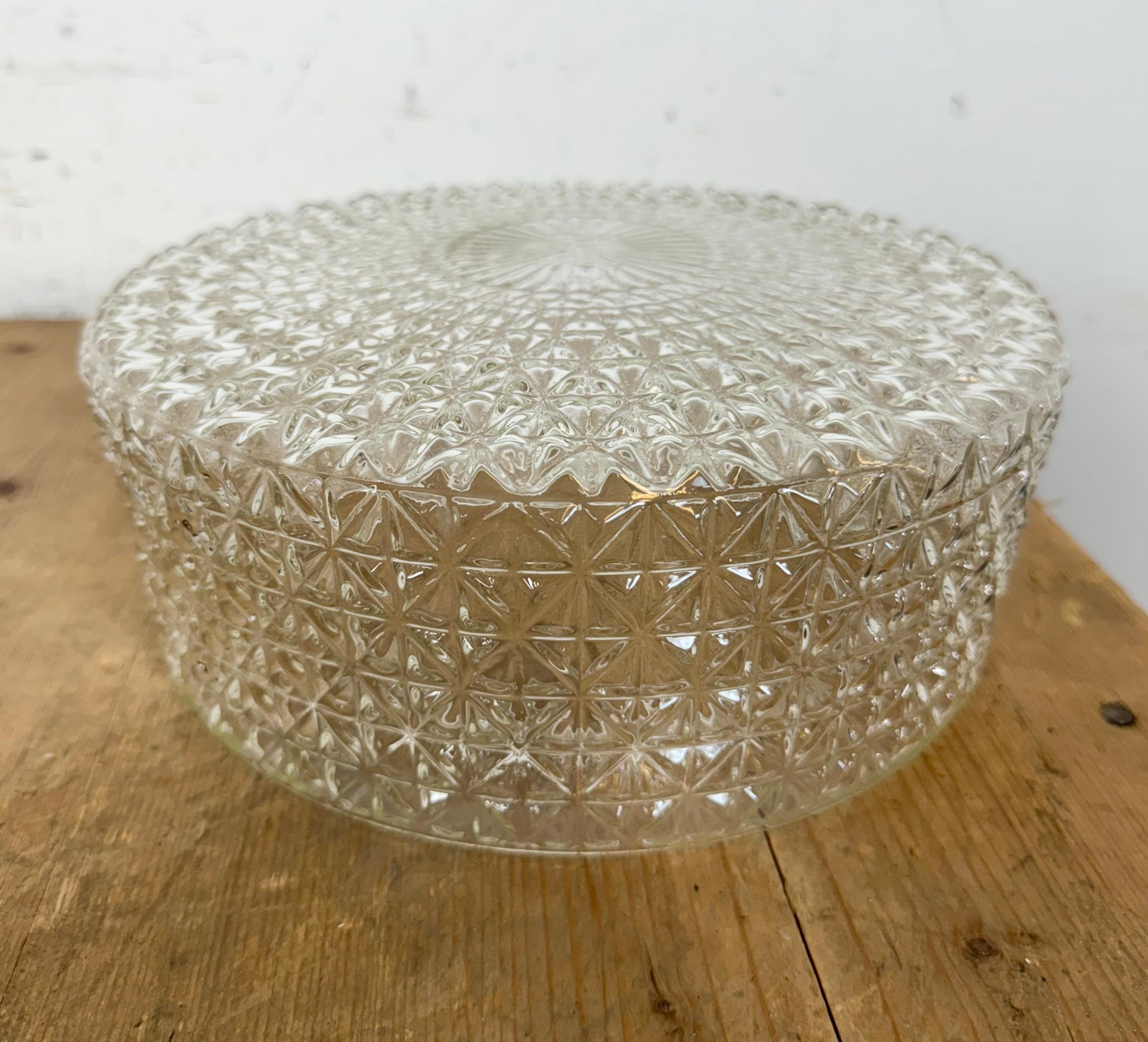 Vintage Glass Wall or Ceiling Light, 1970s For Sale 9