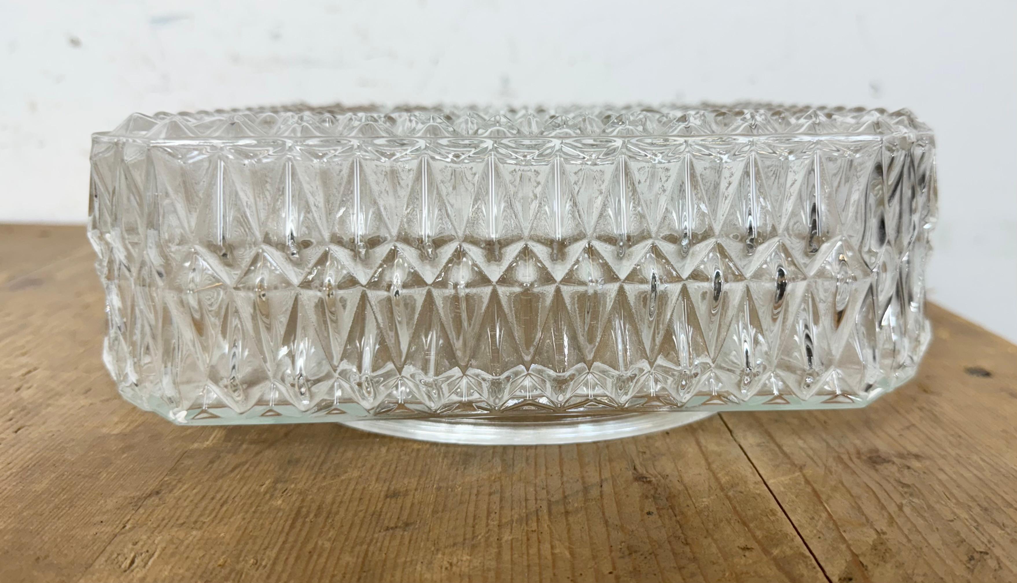 Vintage Glass Wall or Ceiling Light, 1970s For Sale 10