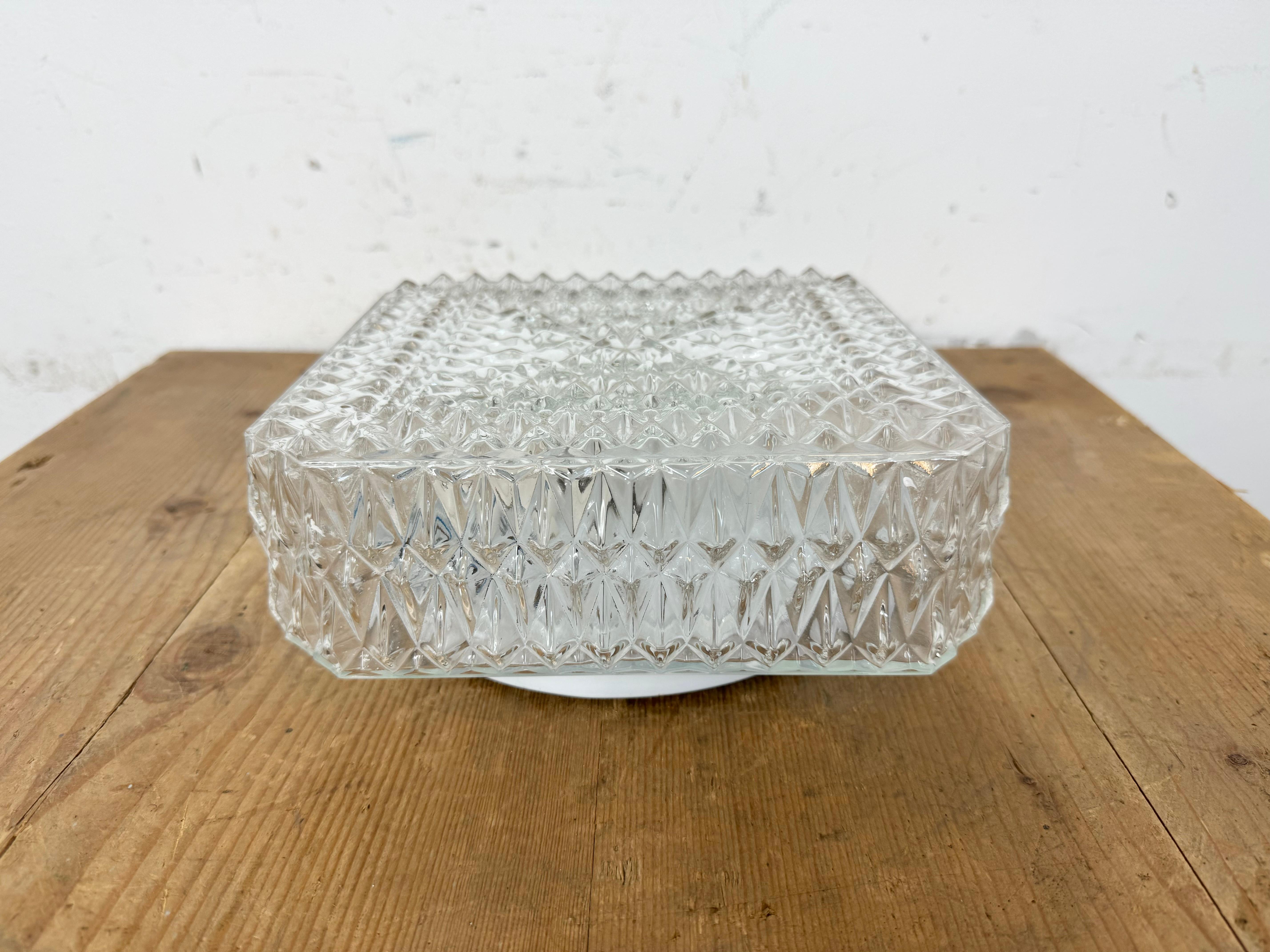 Industrial Vintage Glass Wall or Ceiling Light, 1970s For Sale