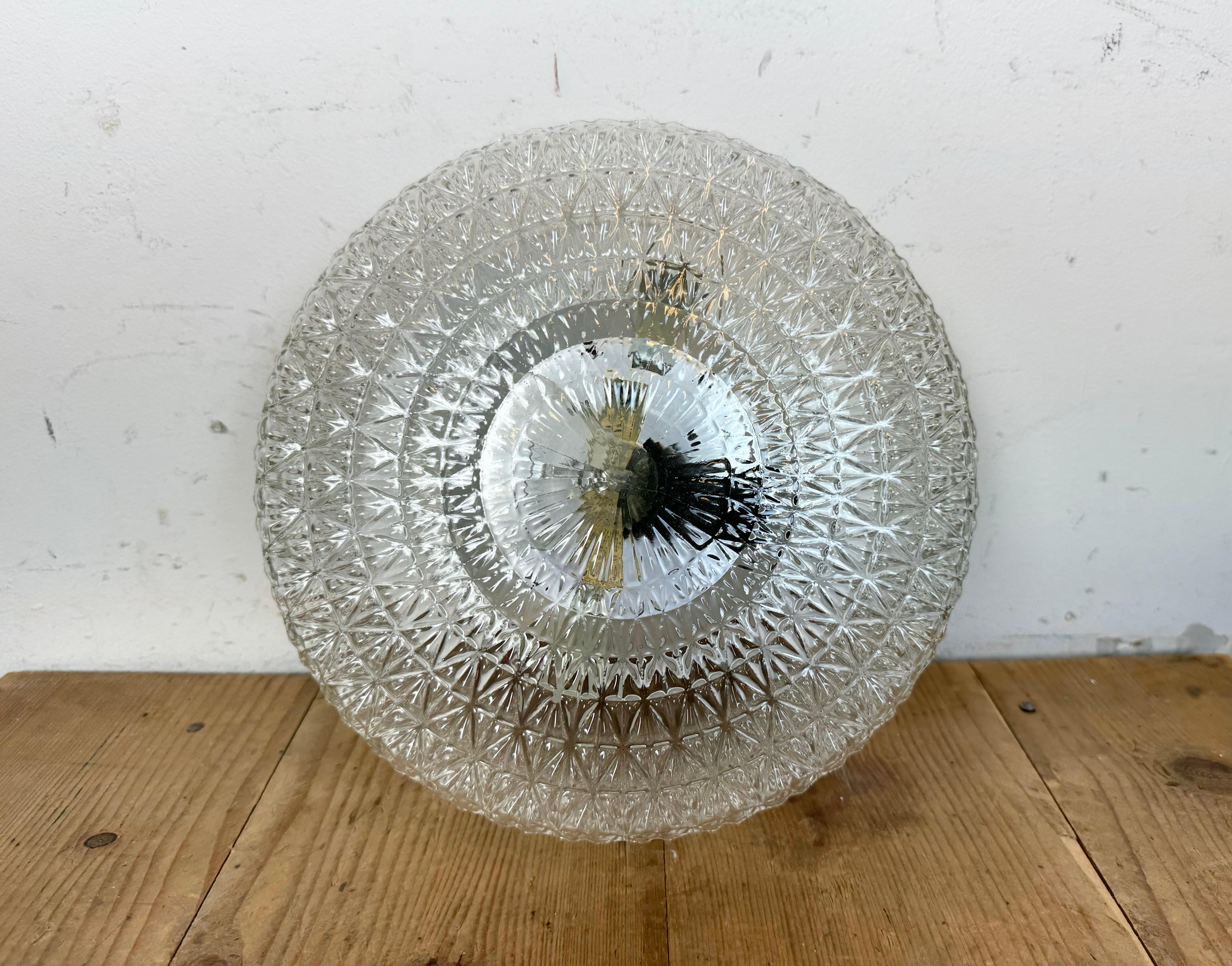 Czech Vintage Glass Wall or Ceiling Light, 1970s For Sale