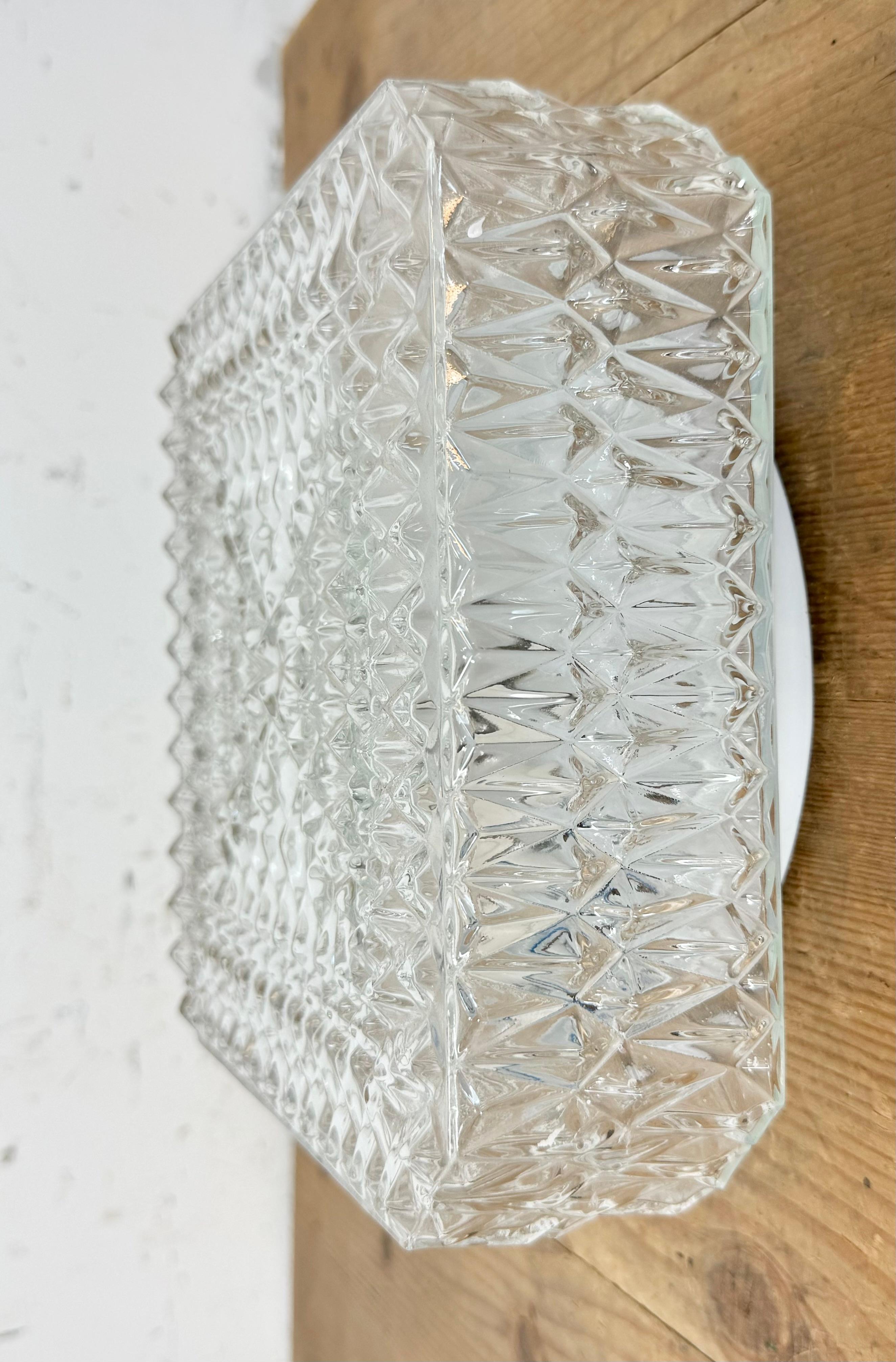 Czech Vintage Glass Wall or Ceiling Light, 1970s For Sale