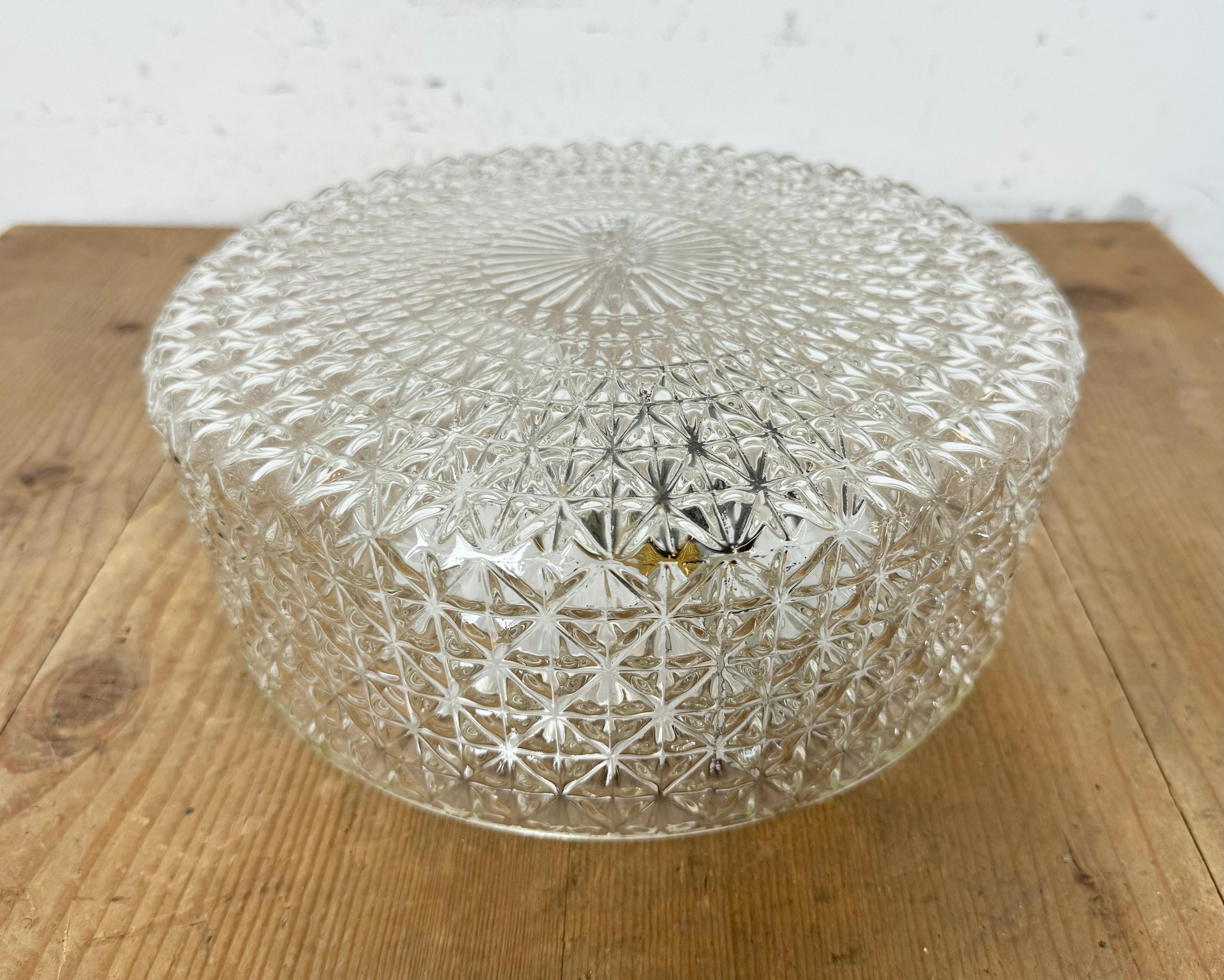 Vintage Glass Wall or Ceiling Light, 1970s In Good Condition For Sale In Kojetice, CZ