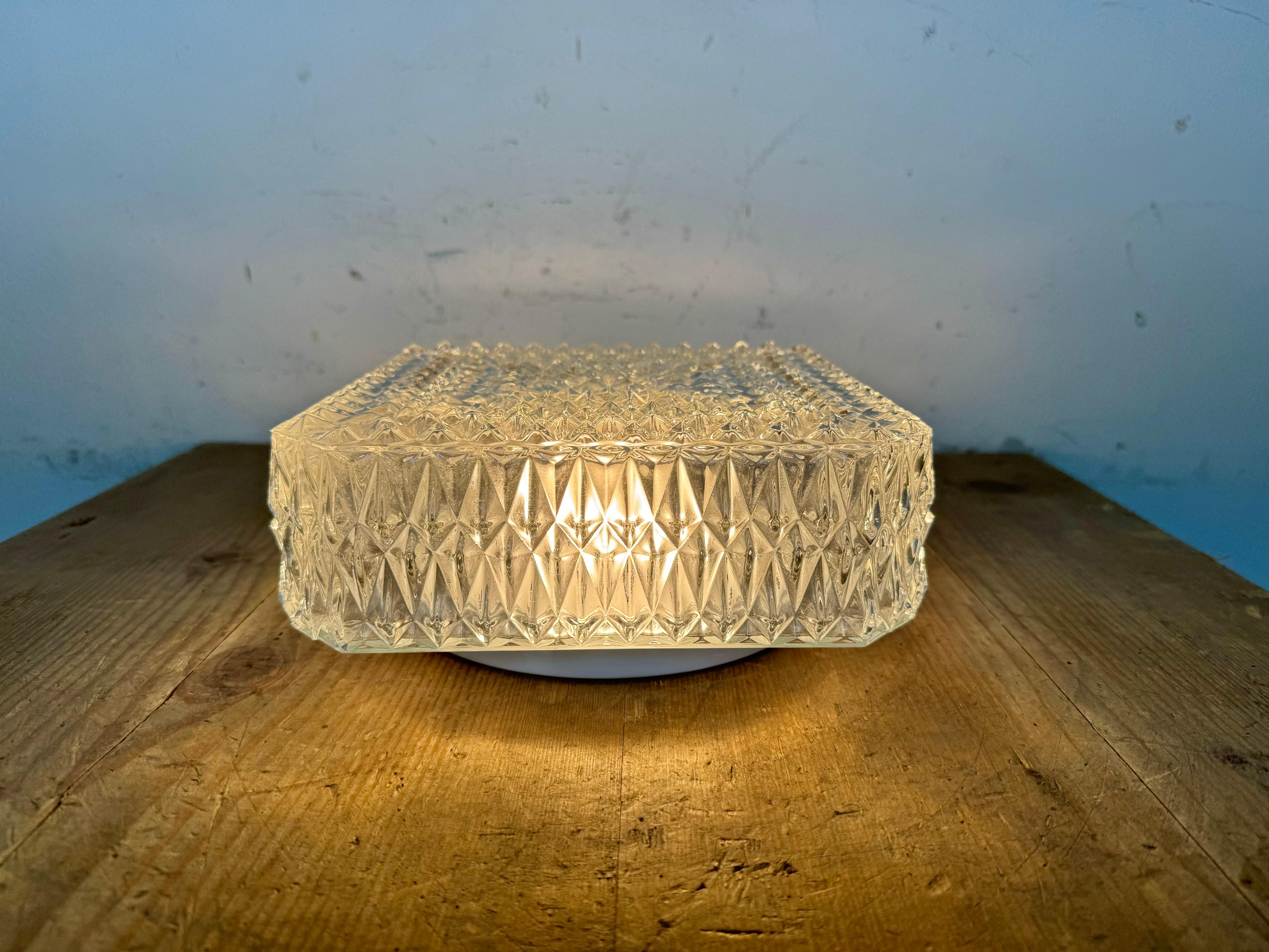 Late 20th Century Vintage Glass Wall or Ceiling Light, 1970s For Sale