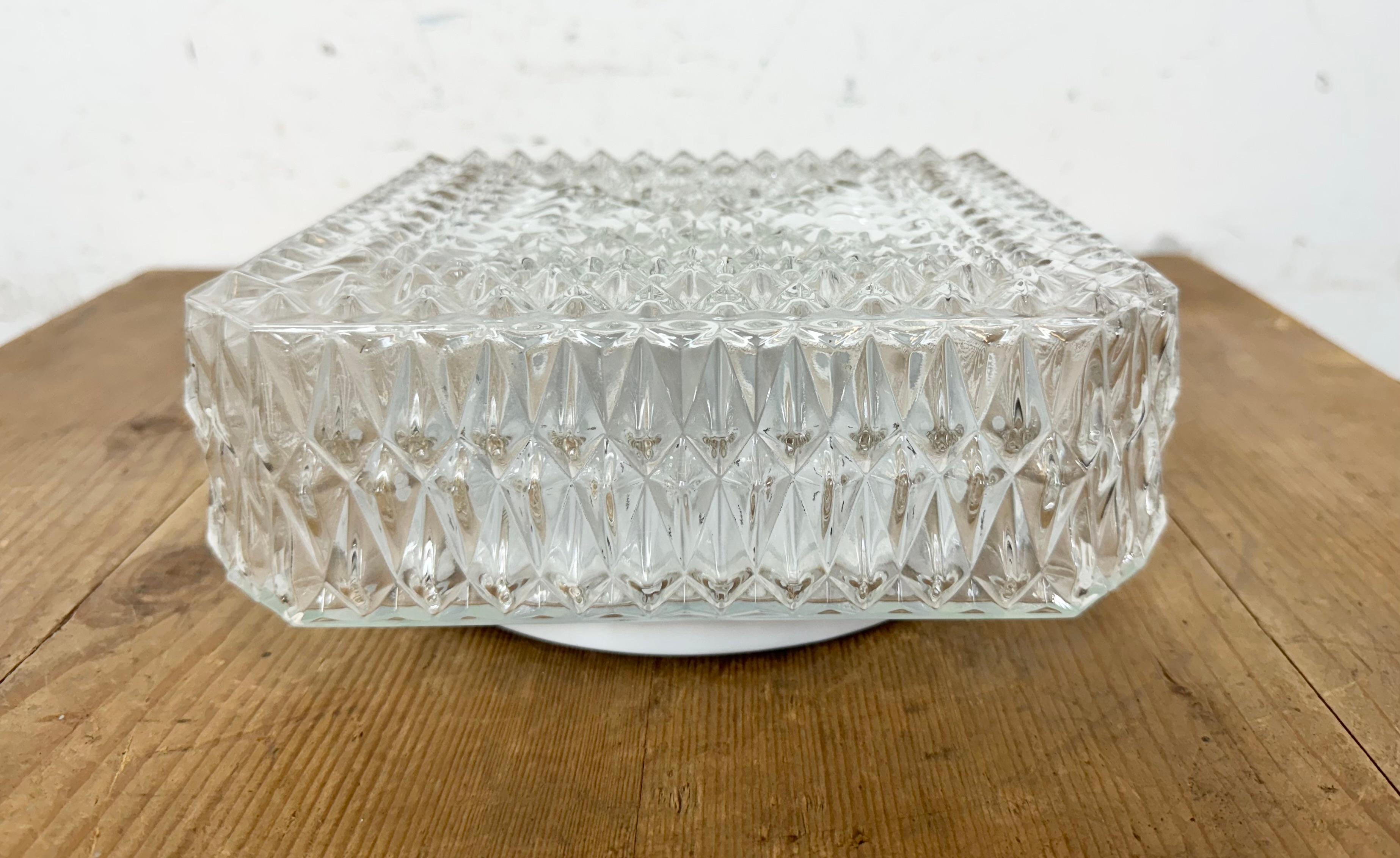 Metal Vintage Glass Wall or Ceiling Light, 1970s For Sale