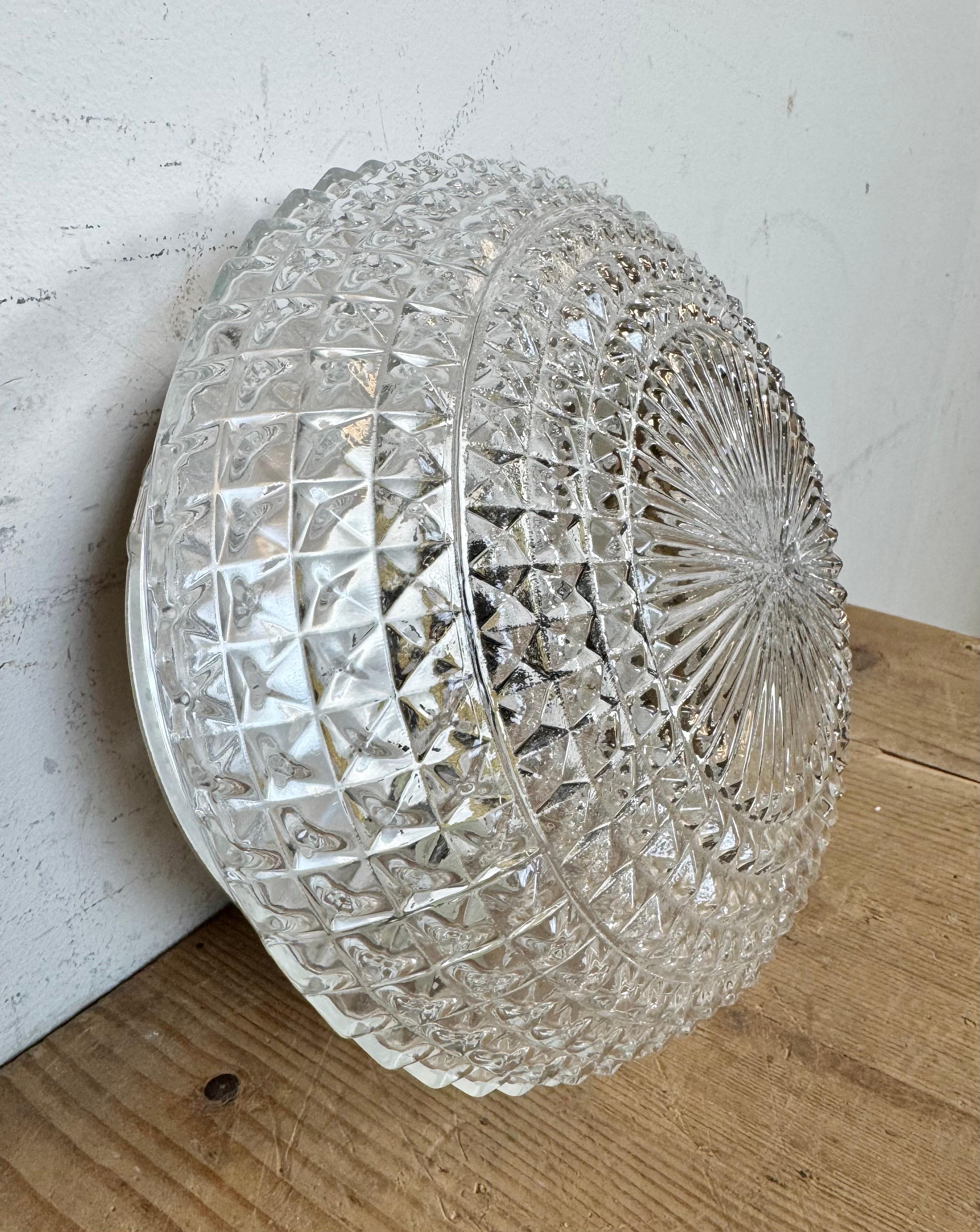 Metallo Lampada da parete o soffitto in vetro vintage, anni '70 in vendita