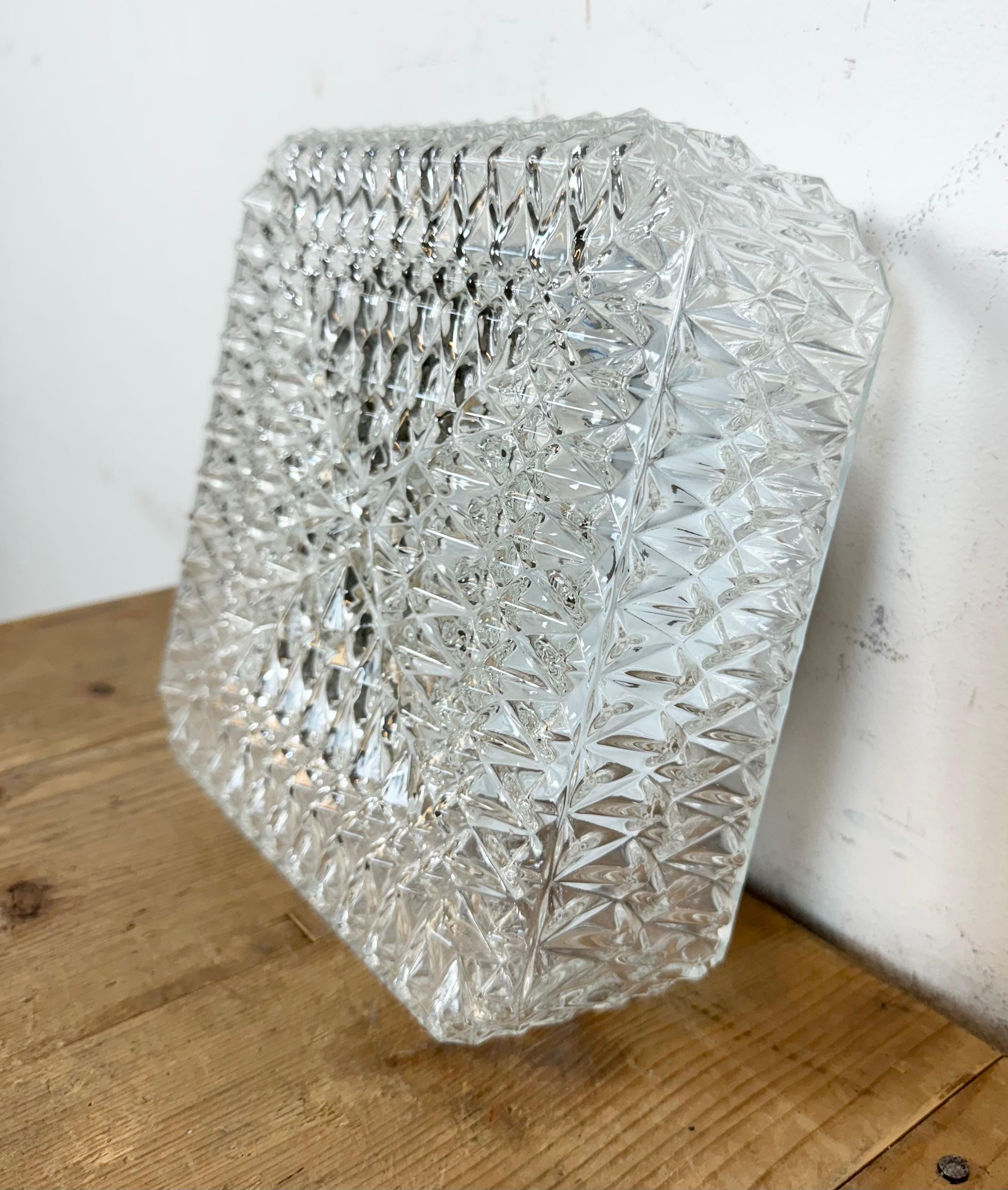 Vintage Glass Wall or Ceiling Light, 1970s For Sale 1