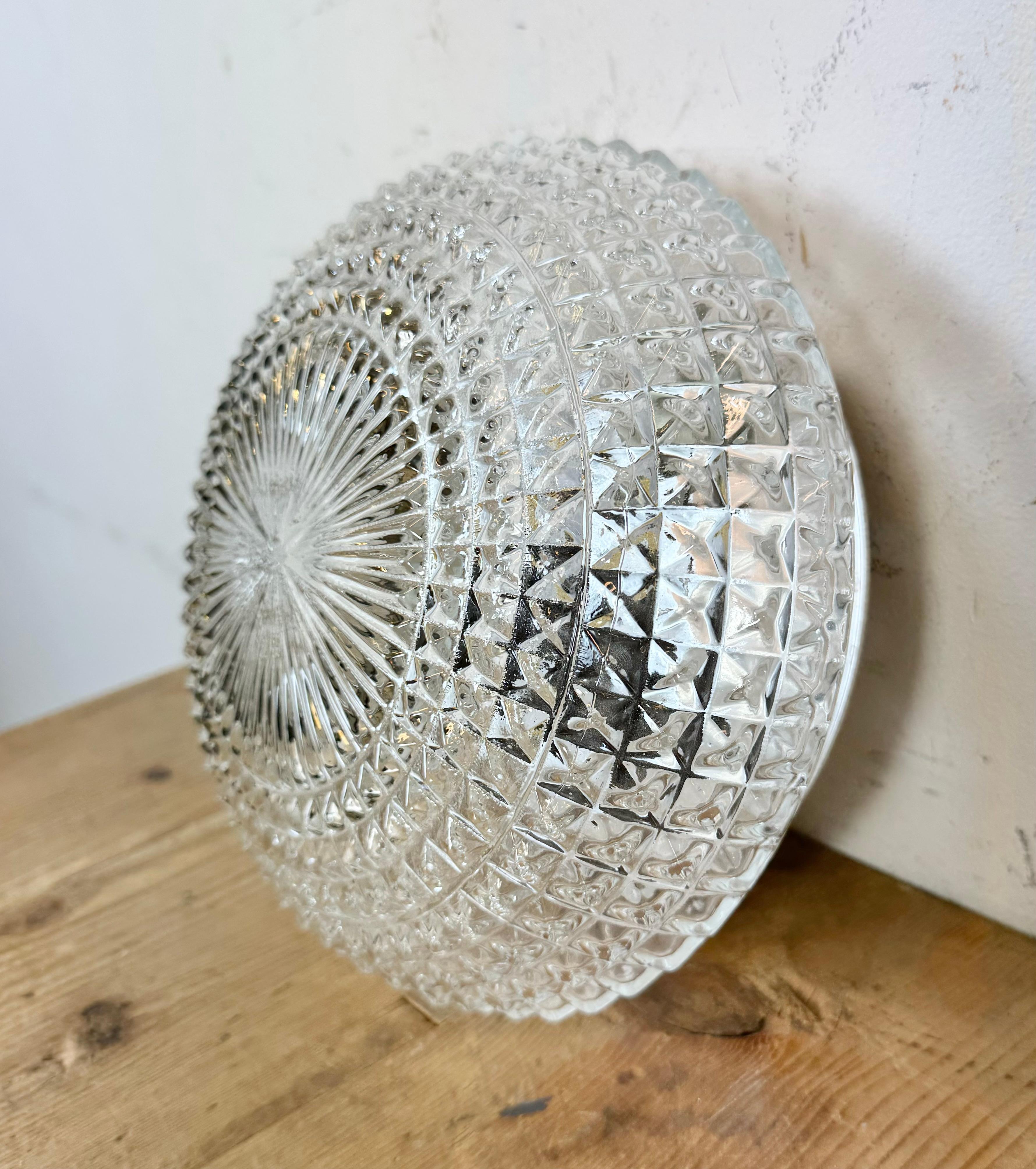 Lampada da parete o soffitto in vetro vintage, anni '70 in vendita 1
