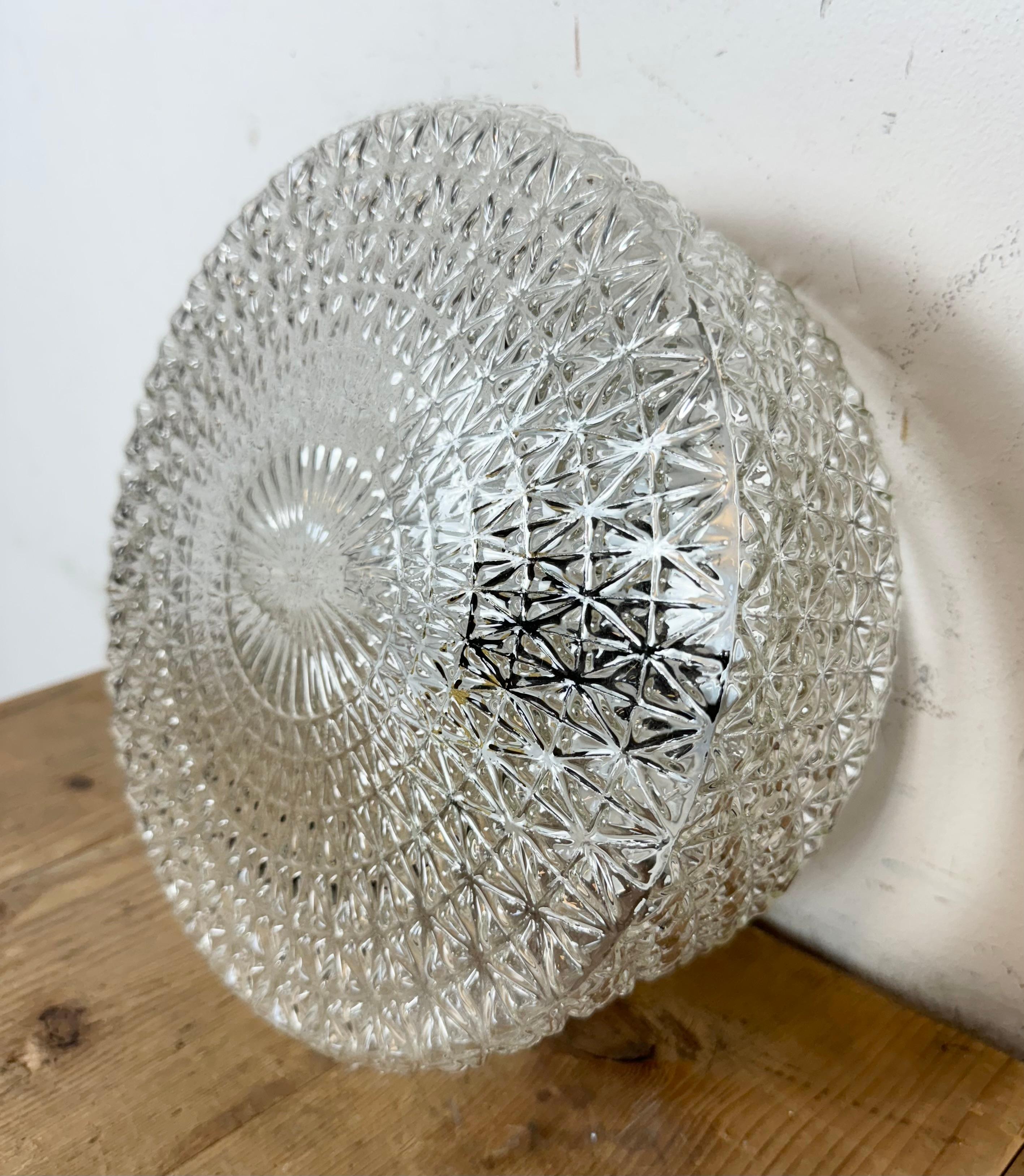 Vintage Glass Wall or Ceiling Light, 1970s For Sale 3