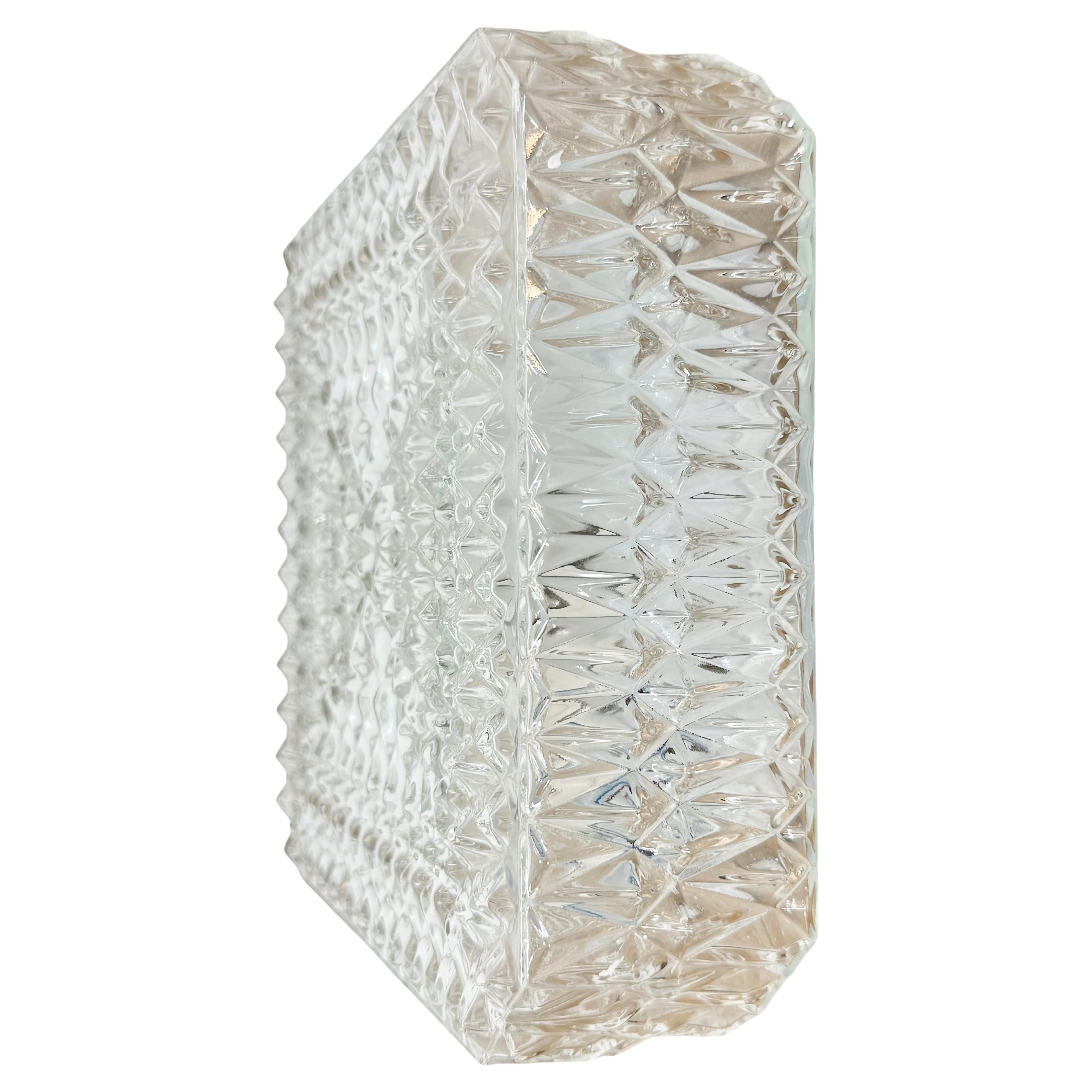 Vintage Glass Wall or Ceiling Light, 1970s For Sale
