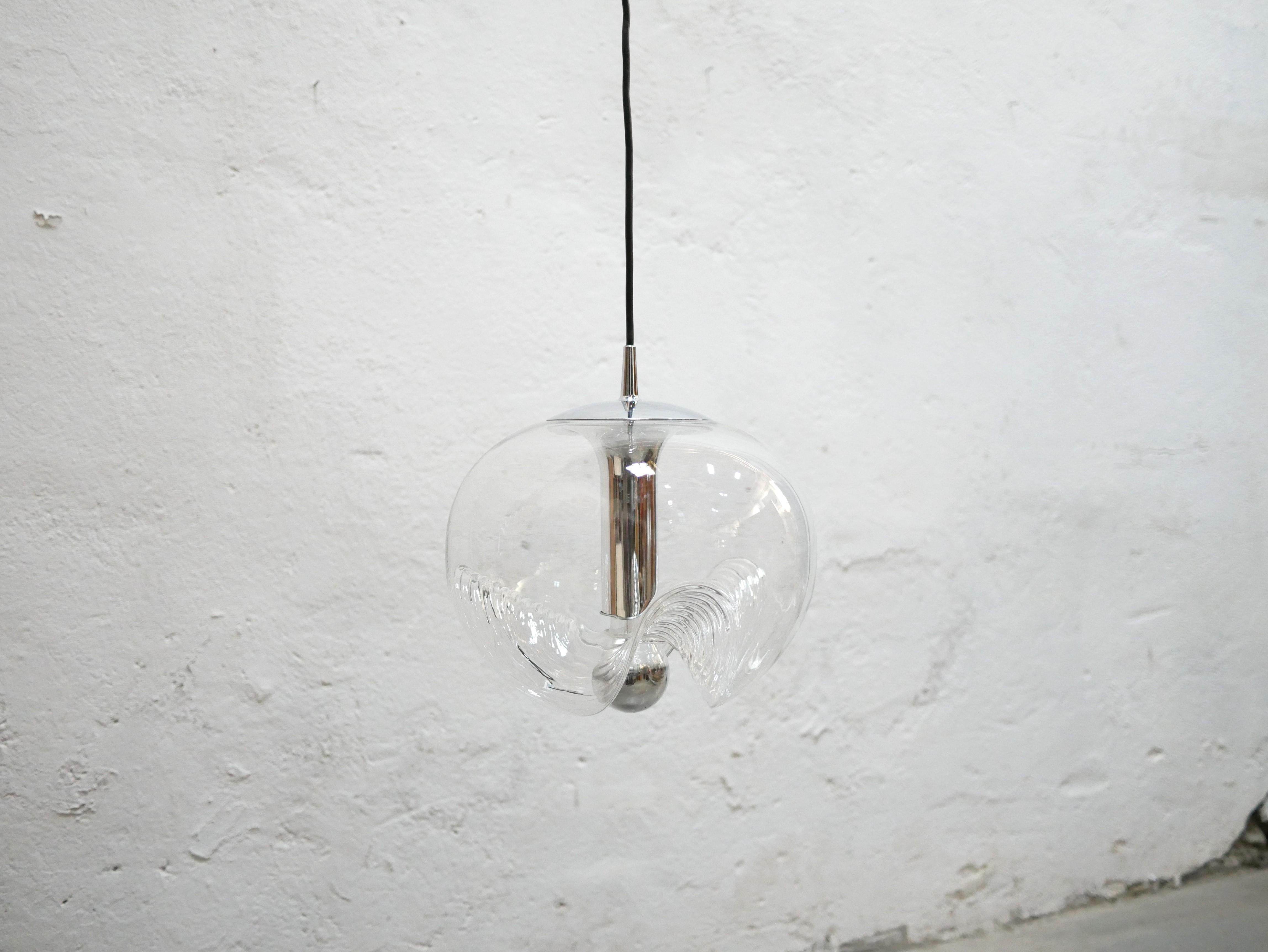 Vintage Glass Wave Pendant Lamp by Koch and Lowy for Peill and Putzler Editions 5