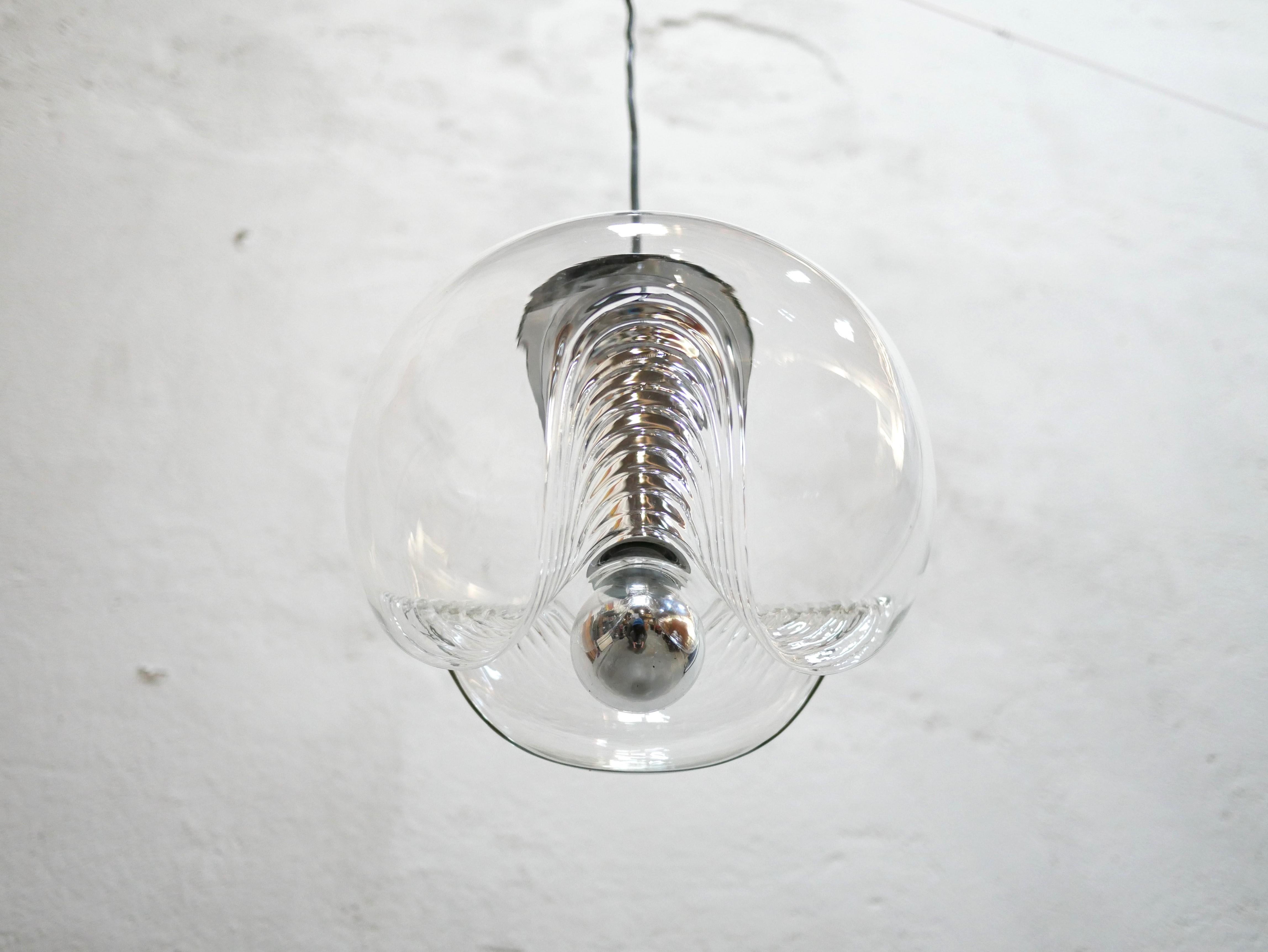 Vintage Glass Wave Pendant Lamp by Koch and Lowy for Peill and Putzler Editions 6