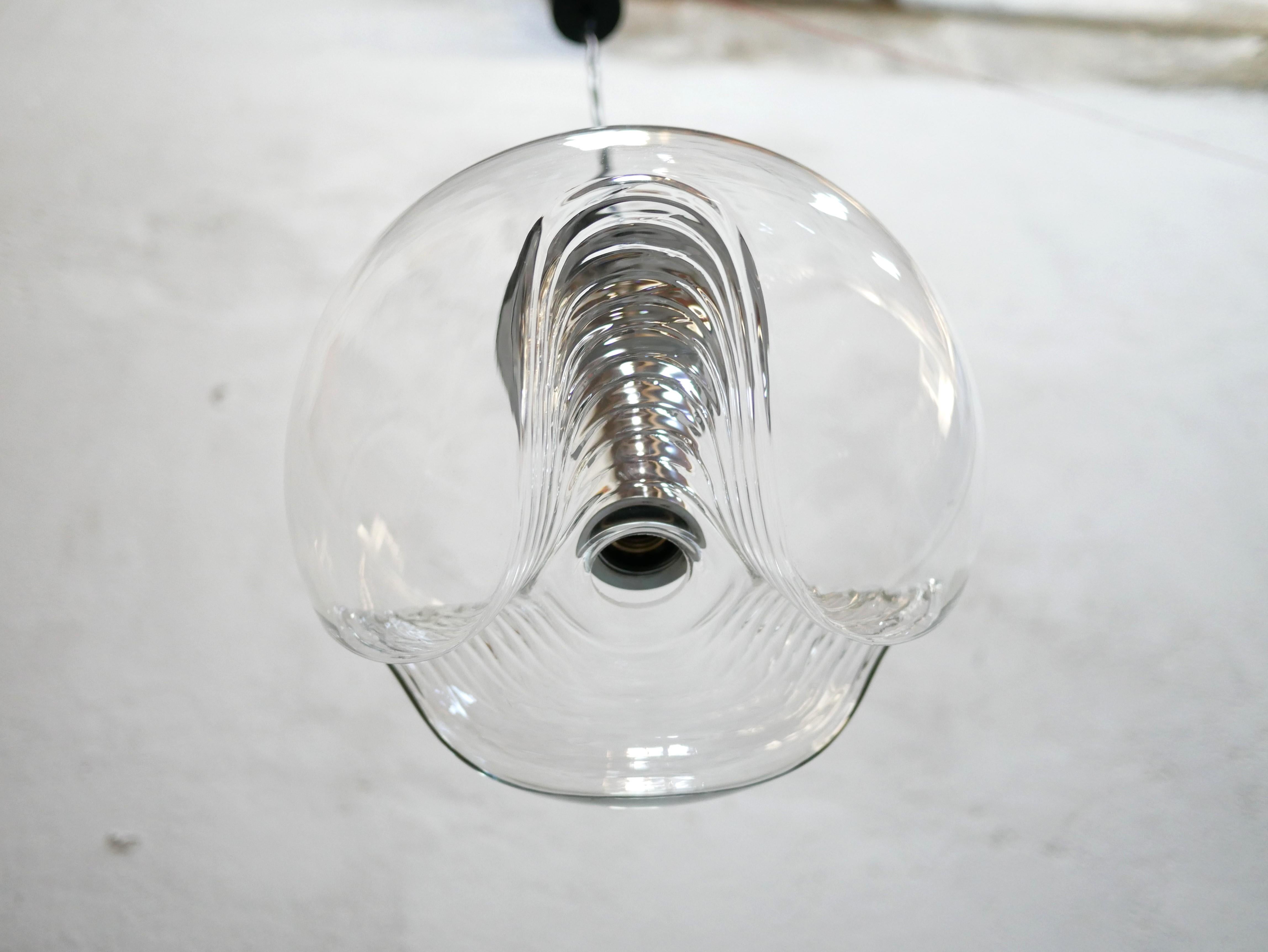 20th Century Vintage Glass Wave Pendant Lamp by Koch and Lowy for Peill and Putzler Editions