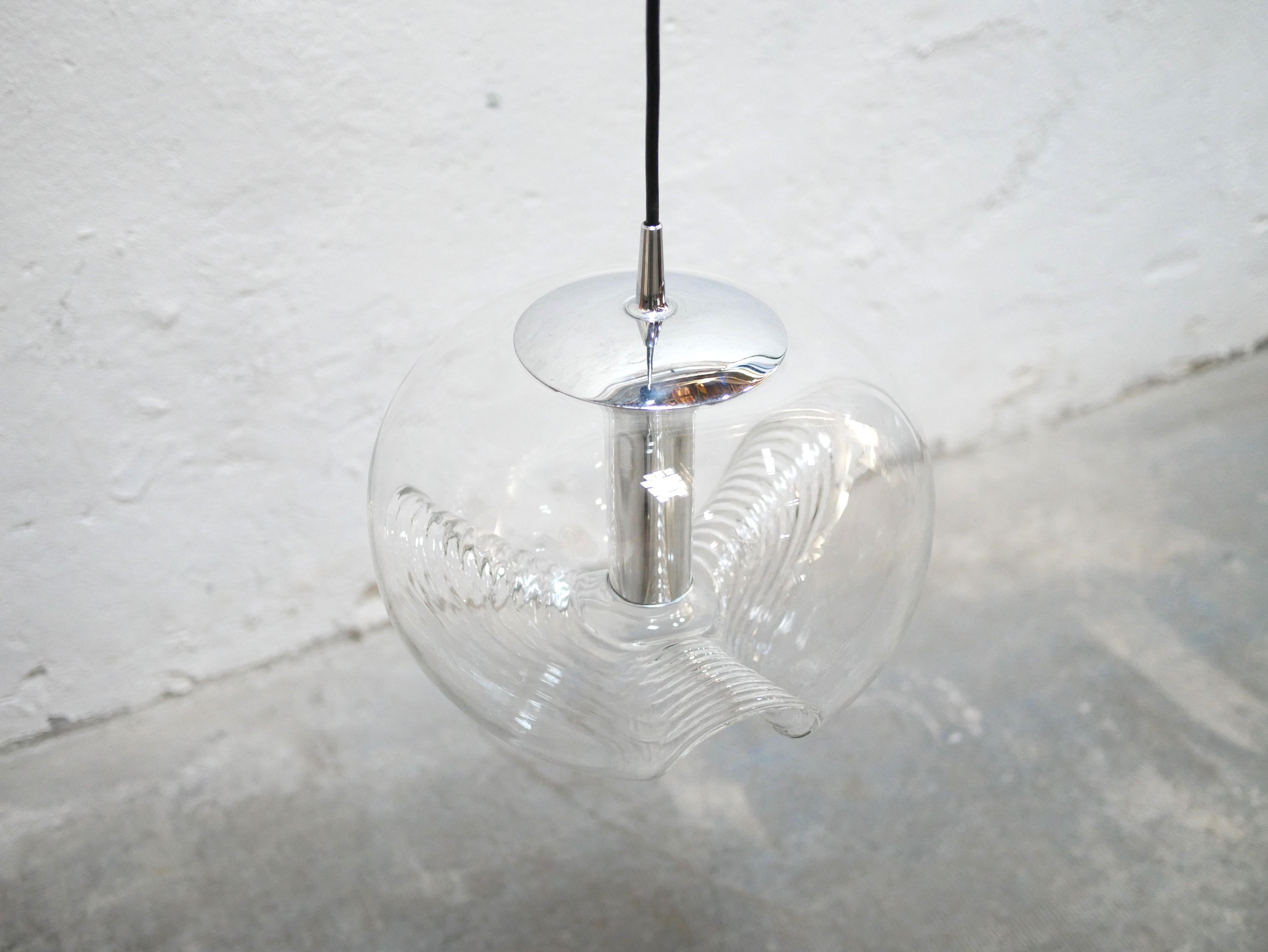 Vintage Glass Wave Pendant Lamp by Koch and Lowy for Peill and Putzler Editions 2
