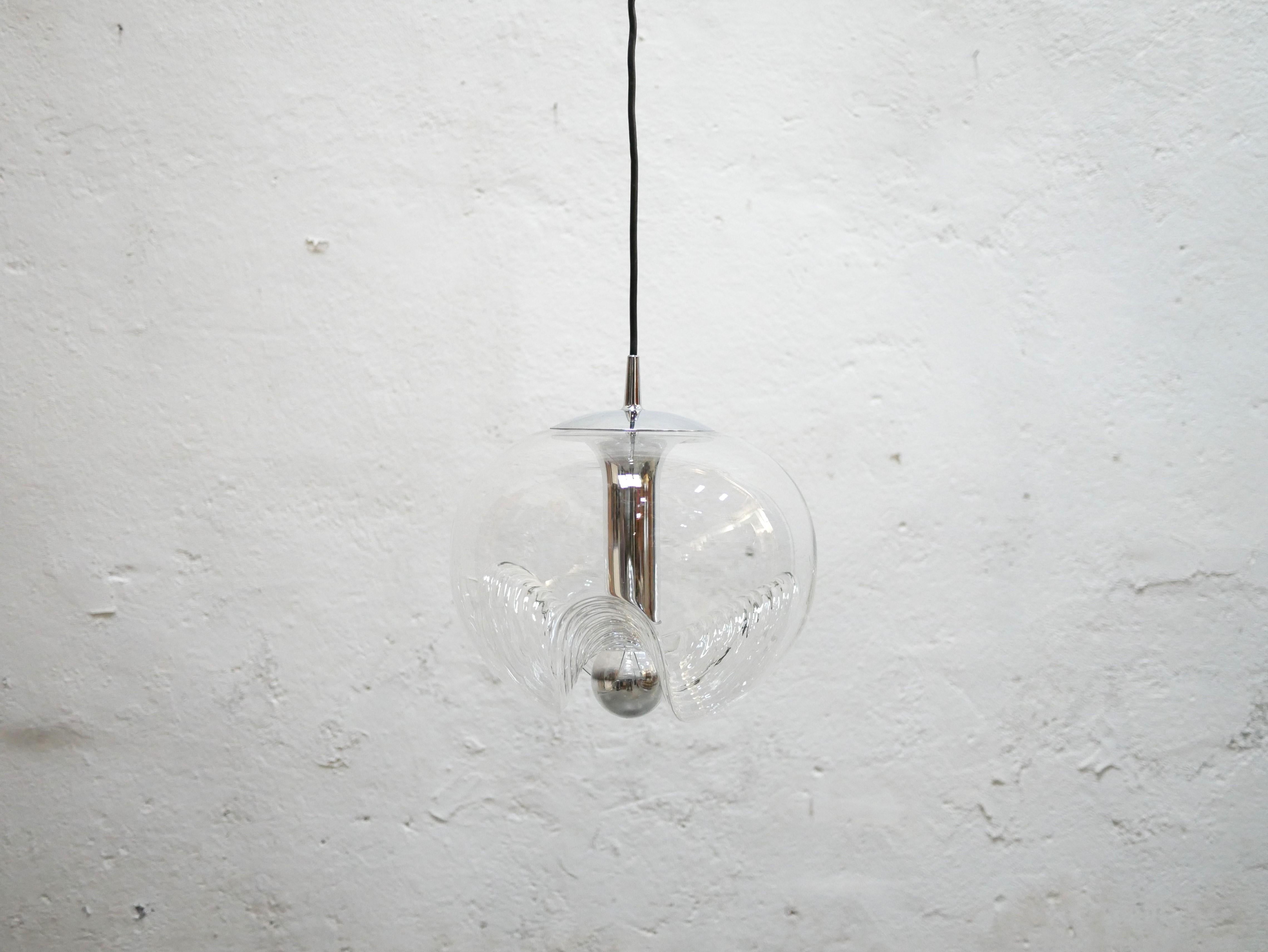 Vintage Glass Wave Pendant Lamp by Koch and Lowy for Peill and Putzler Editions 4