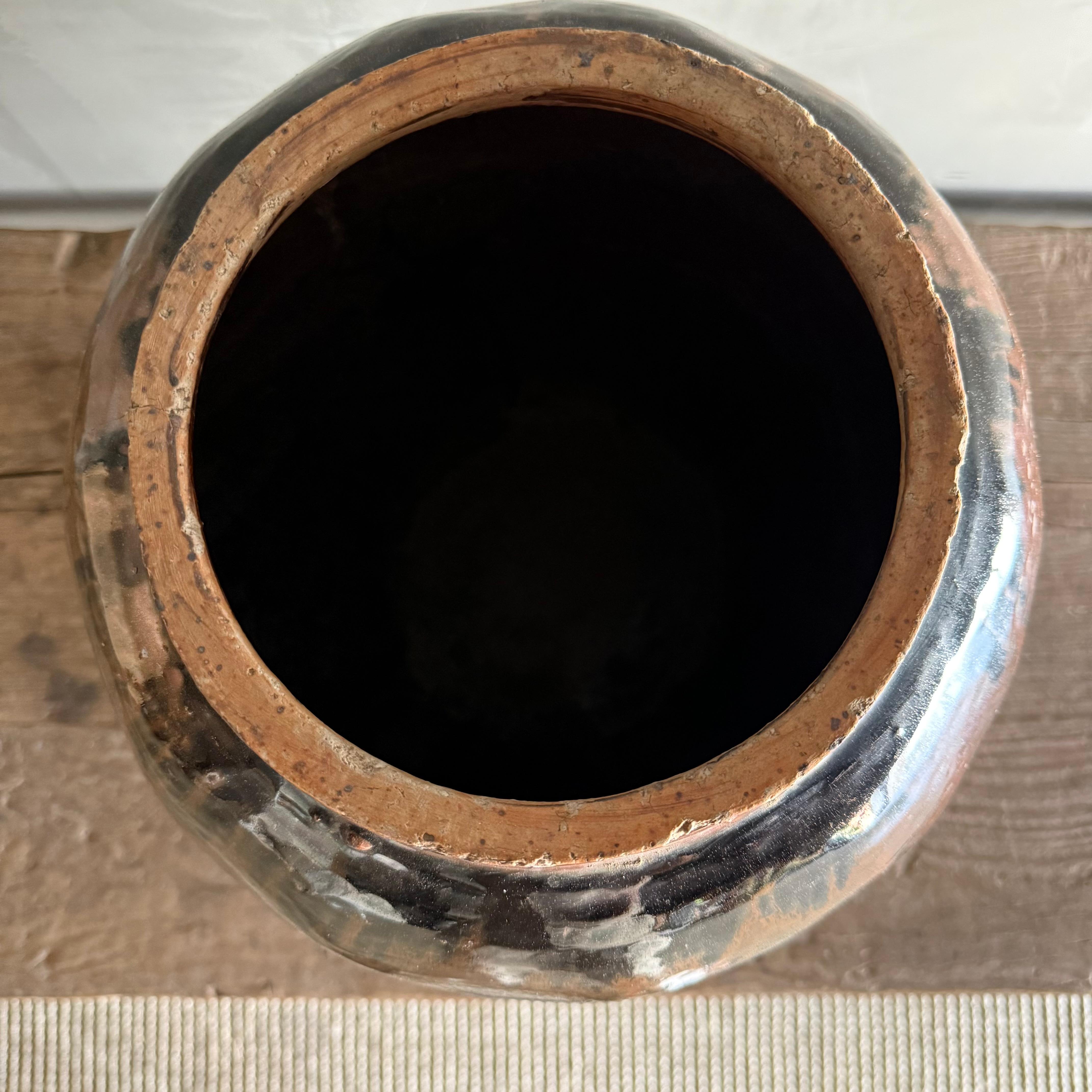 Vintage glasiert schwarz und braun Keramik im Angebot 1