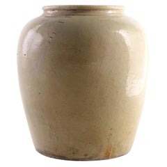 Vintage Glazed Celedon Storage Jar