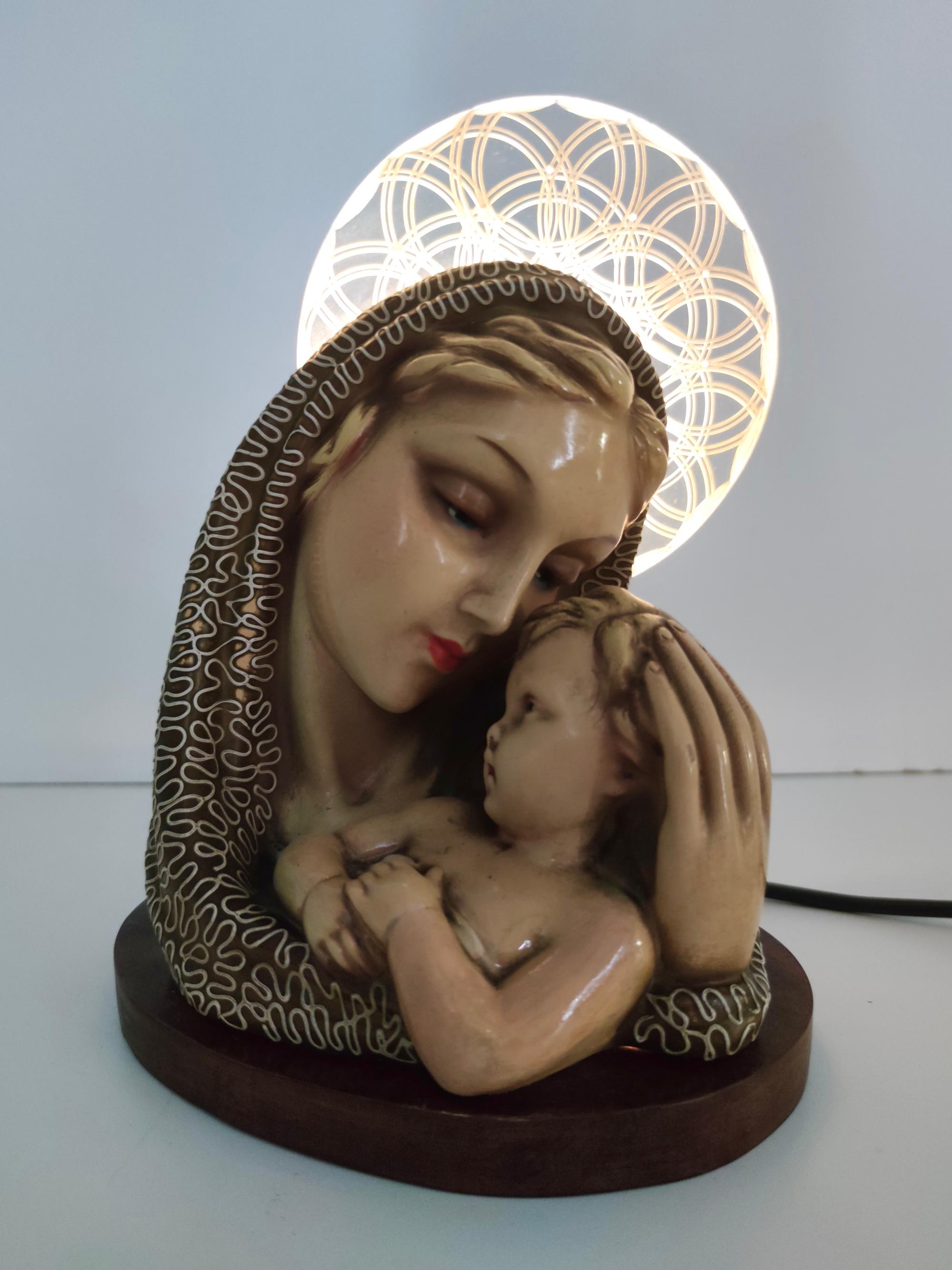 Made in Italy, 1940s.
This brass, plexiglass and glazed ceramic piece is made by Arturo Pannunzio.
It can be switched on. 
This is a vintage piece, therefore it might show slight traces of use, but it can be considered as in excellent original