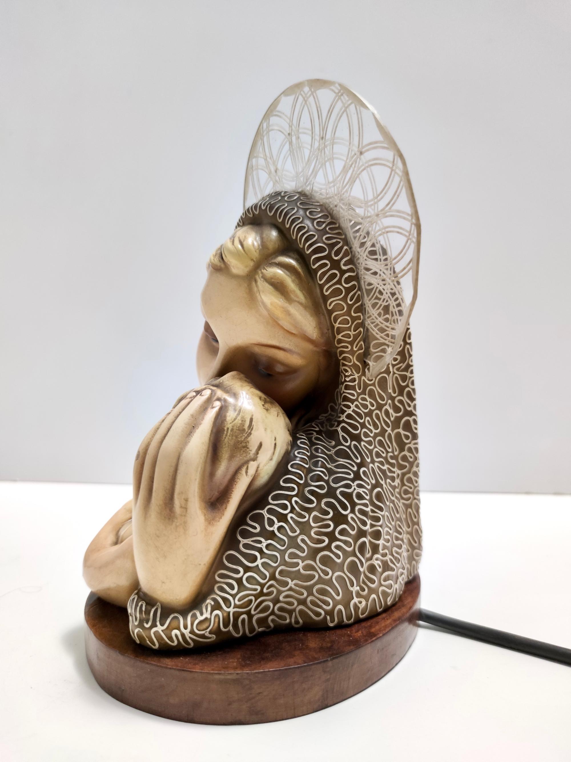 Glasierte Heilige Maria und Jesus aus Keramik und Messing von Arturo Pannunzio, Italien im Zustand „Hervorragend“ im Angebot in Bresso, Lombardy