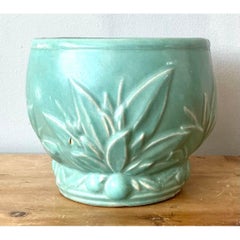 Cache pot vintage en céramique émaillée d'après McCoy
