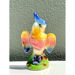 Vintage Glazed Ceramic Cockatoo