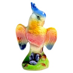 Vintage Glazed Ceramic Cockatoo