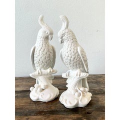 Vintage Glazed Ceramic Cockatoos - A Pair