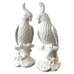 Vintage Glazed Ceramic Cockatoos - A Pair