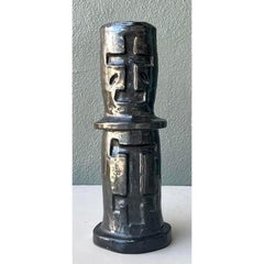 Vintage Glazed Ceramic Cross Vase